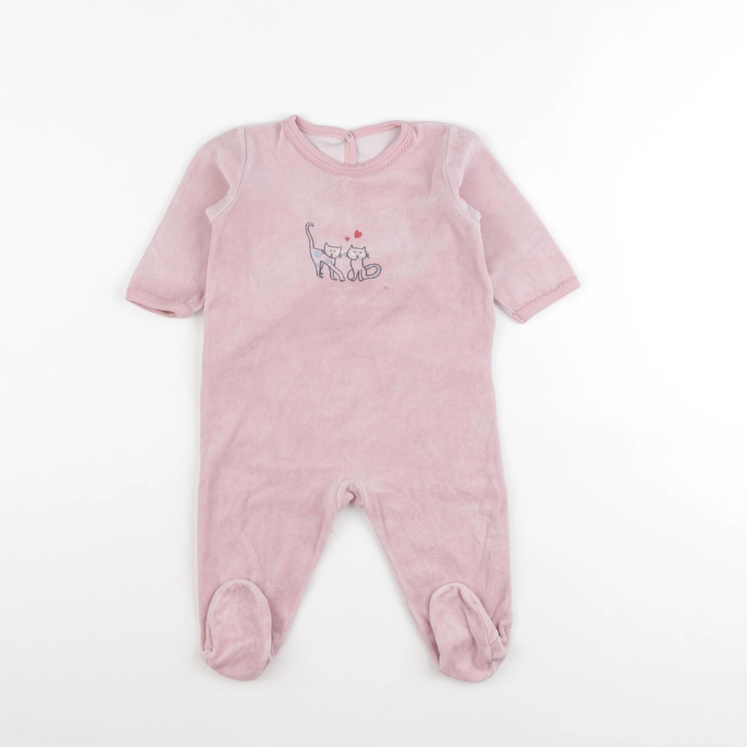 Petit Bateau - pyjama velours rose - 6 mois
