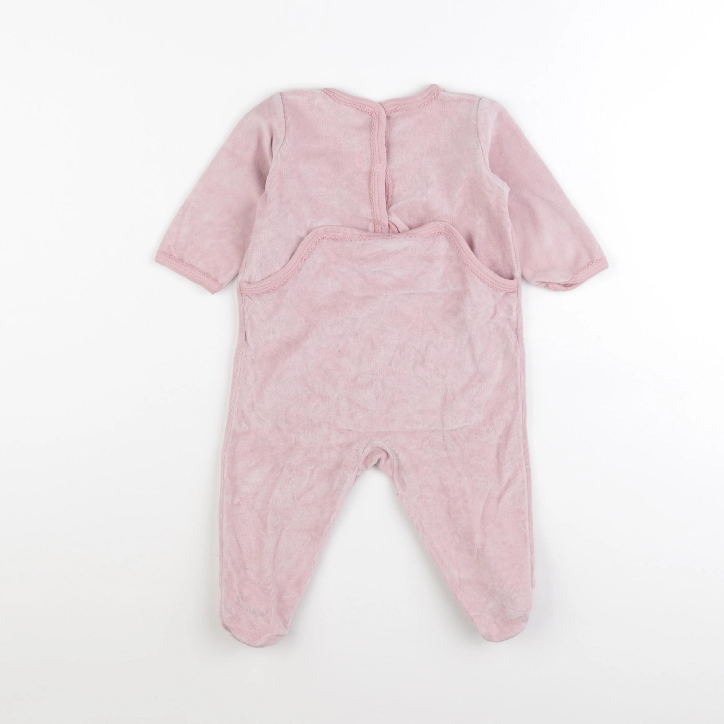 Petit Bateau - pyjama velours rose - 6 mois