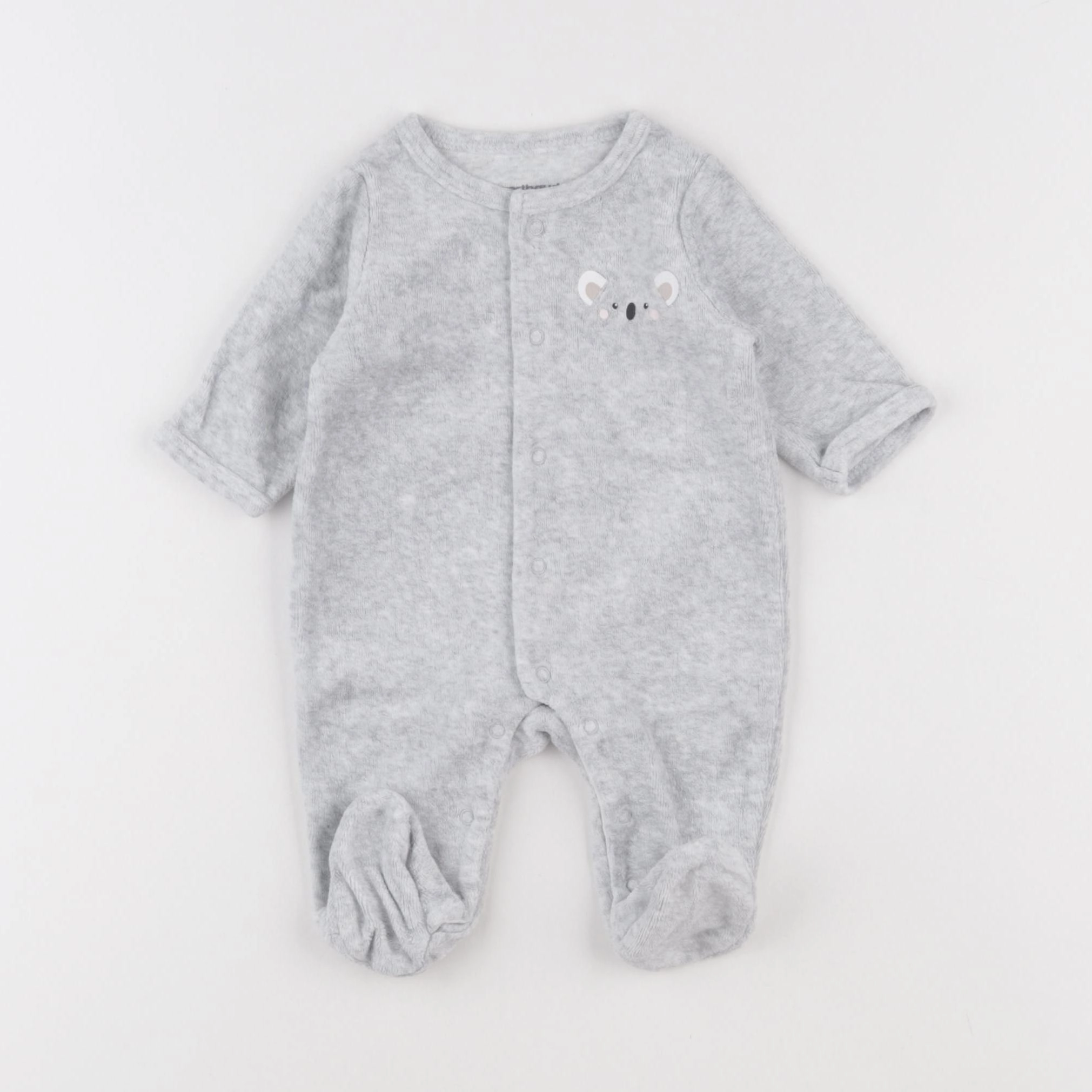 Vertbaudet - pyjama velours gris - 1 mois