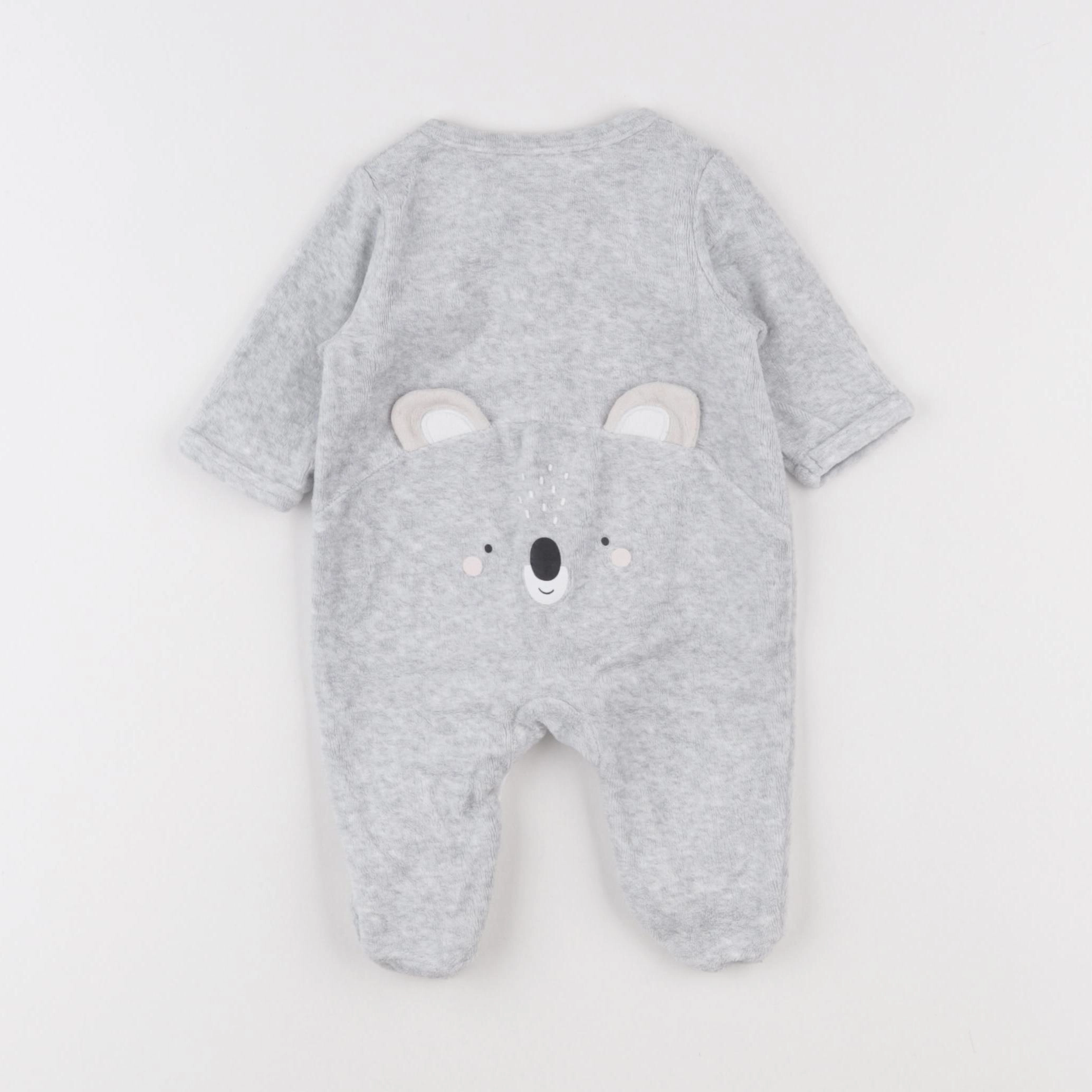 Vertbaudet - pyjama velours gris - 1 mois