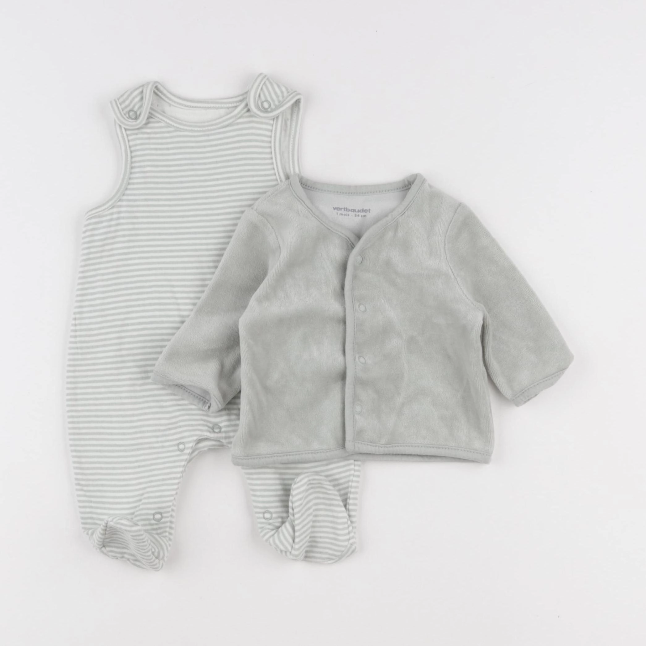 Vertbaudet - pyjama velours vert - 1 mois