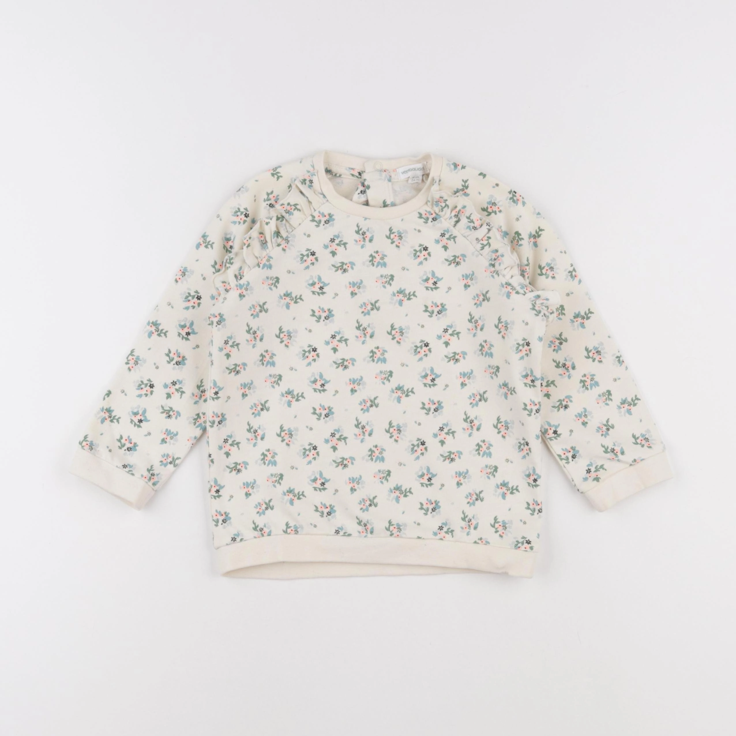 Vertbaudet - sweat beige, vert - 24 mois