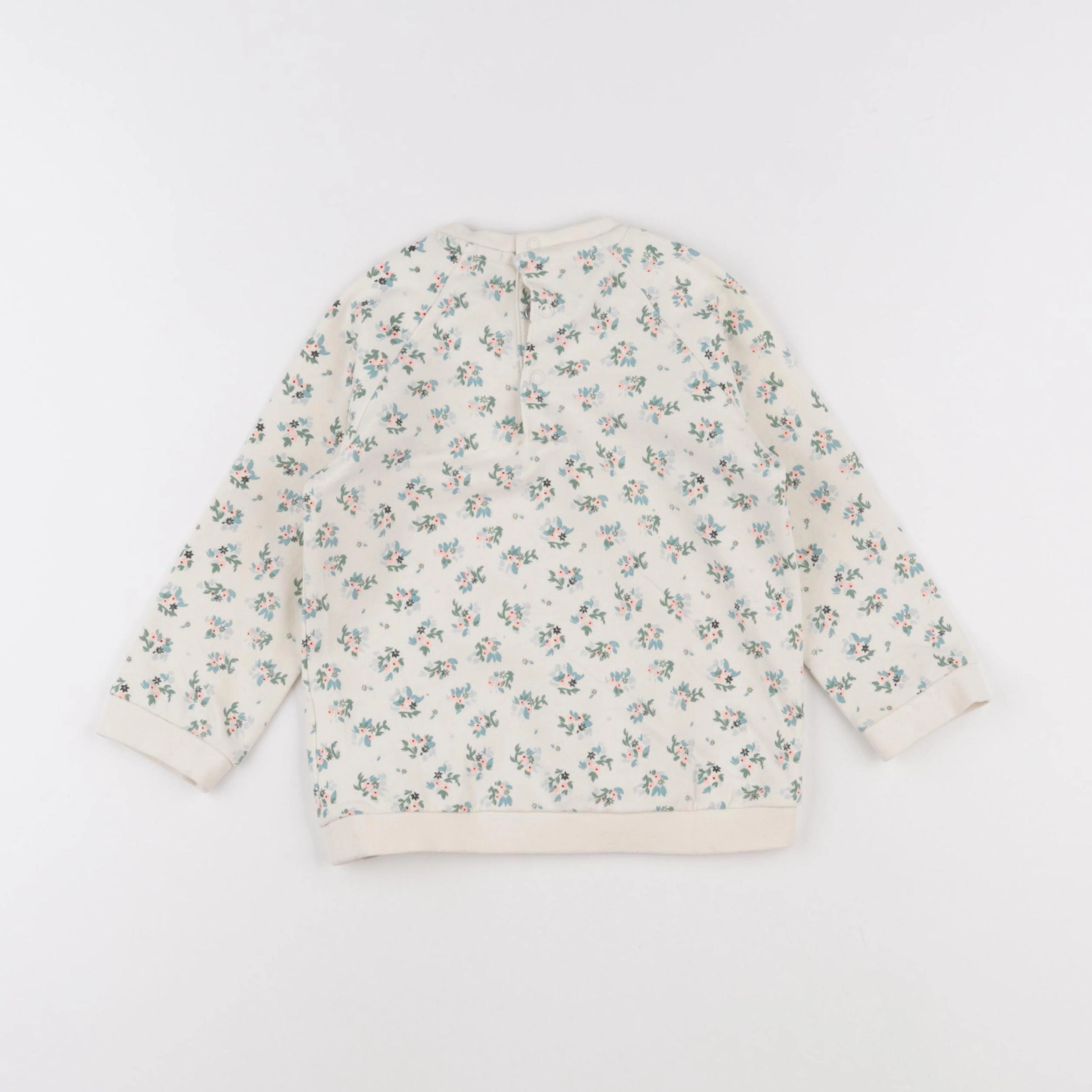 Vertbaudet - sweat beige, vert - 24 mois