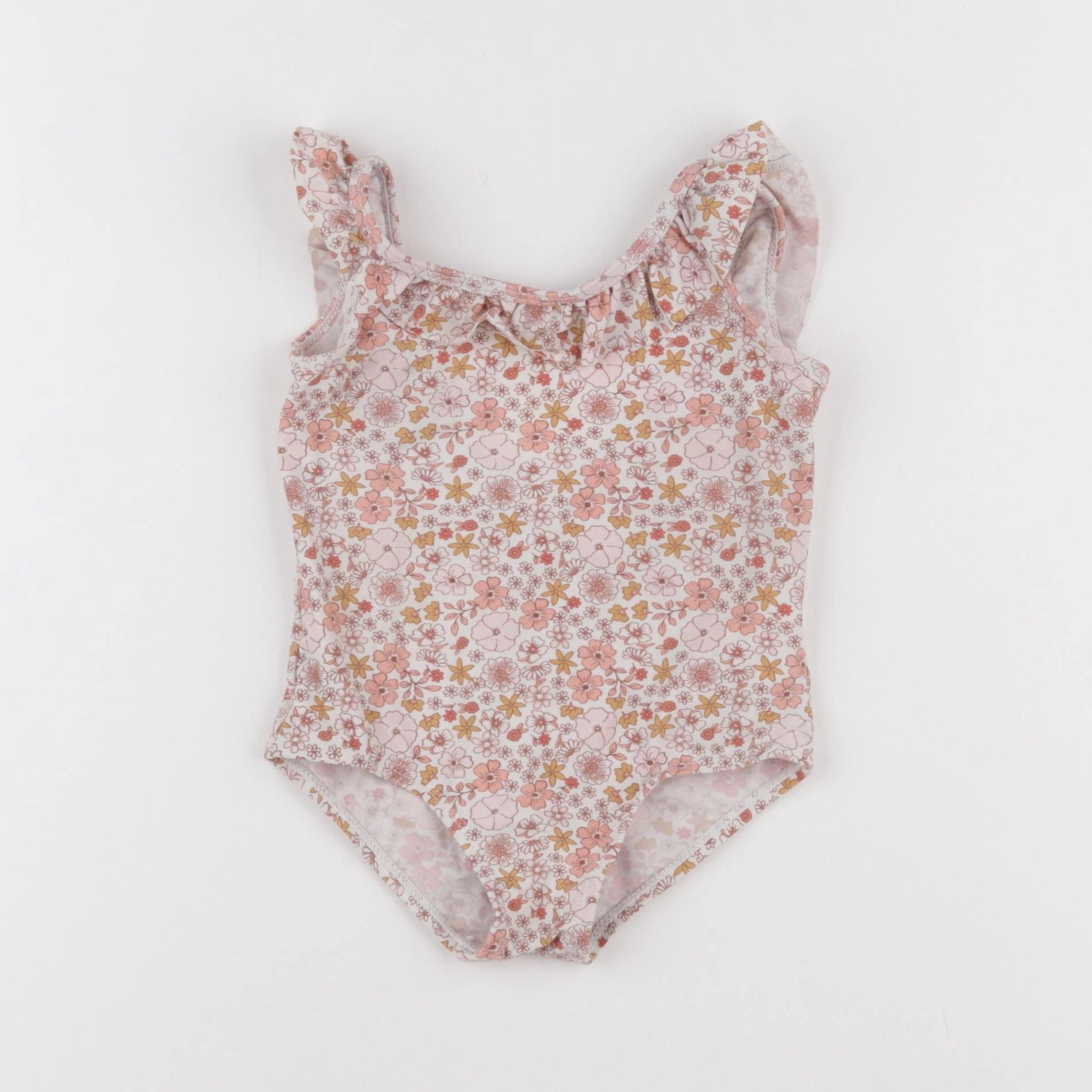 Vertbaudet - maillot de bain blanc, marron - 2 ans