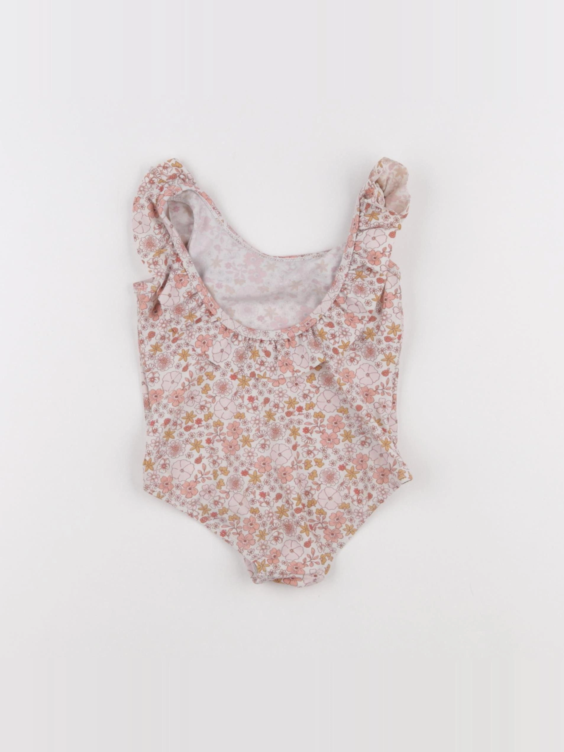 Vertbaudet - maillot de bain blanc, marron - 2 ans