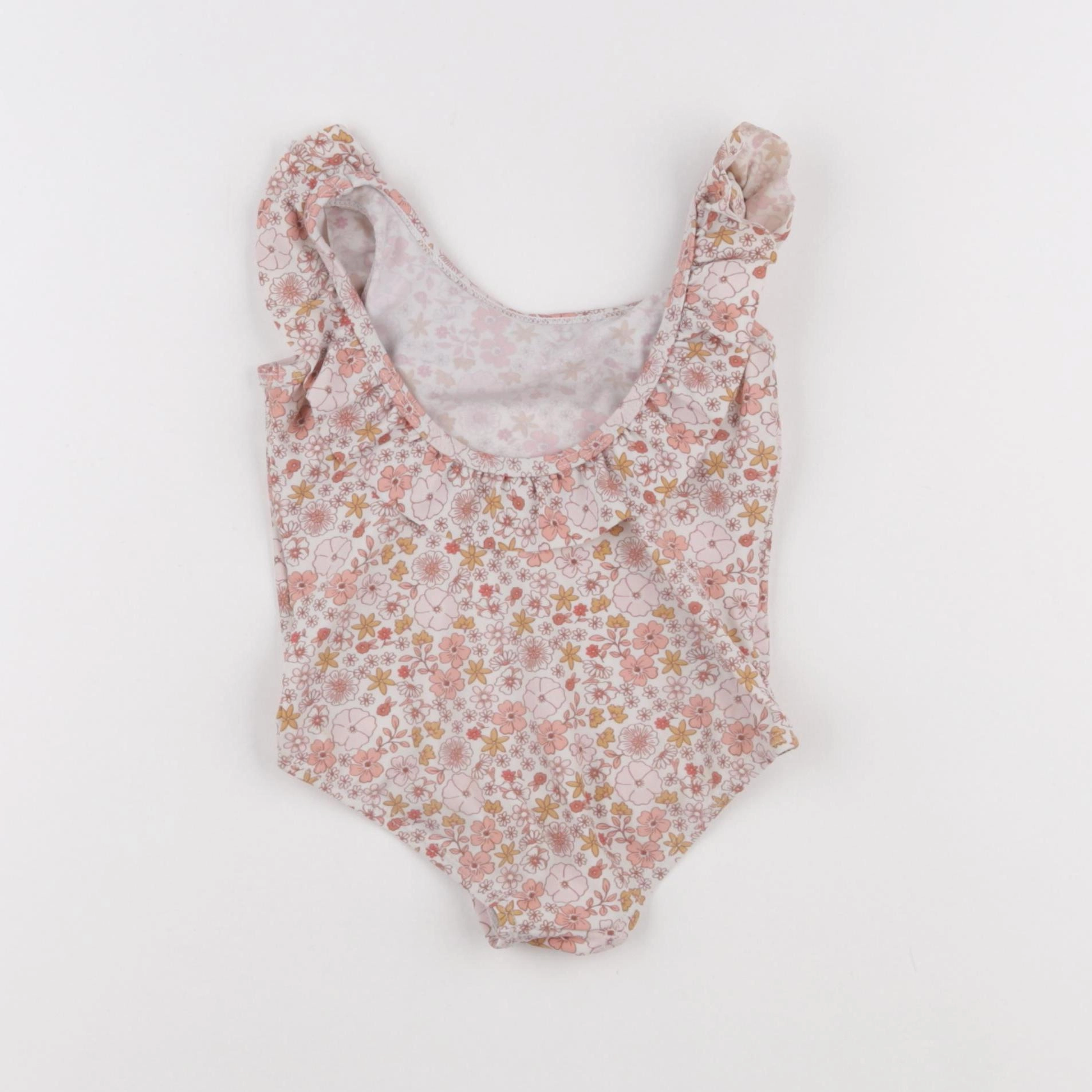 Vertbaudet - maillot de bain blanc, marron - 2 ans
