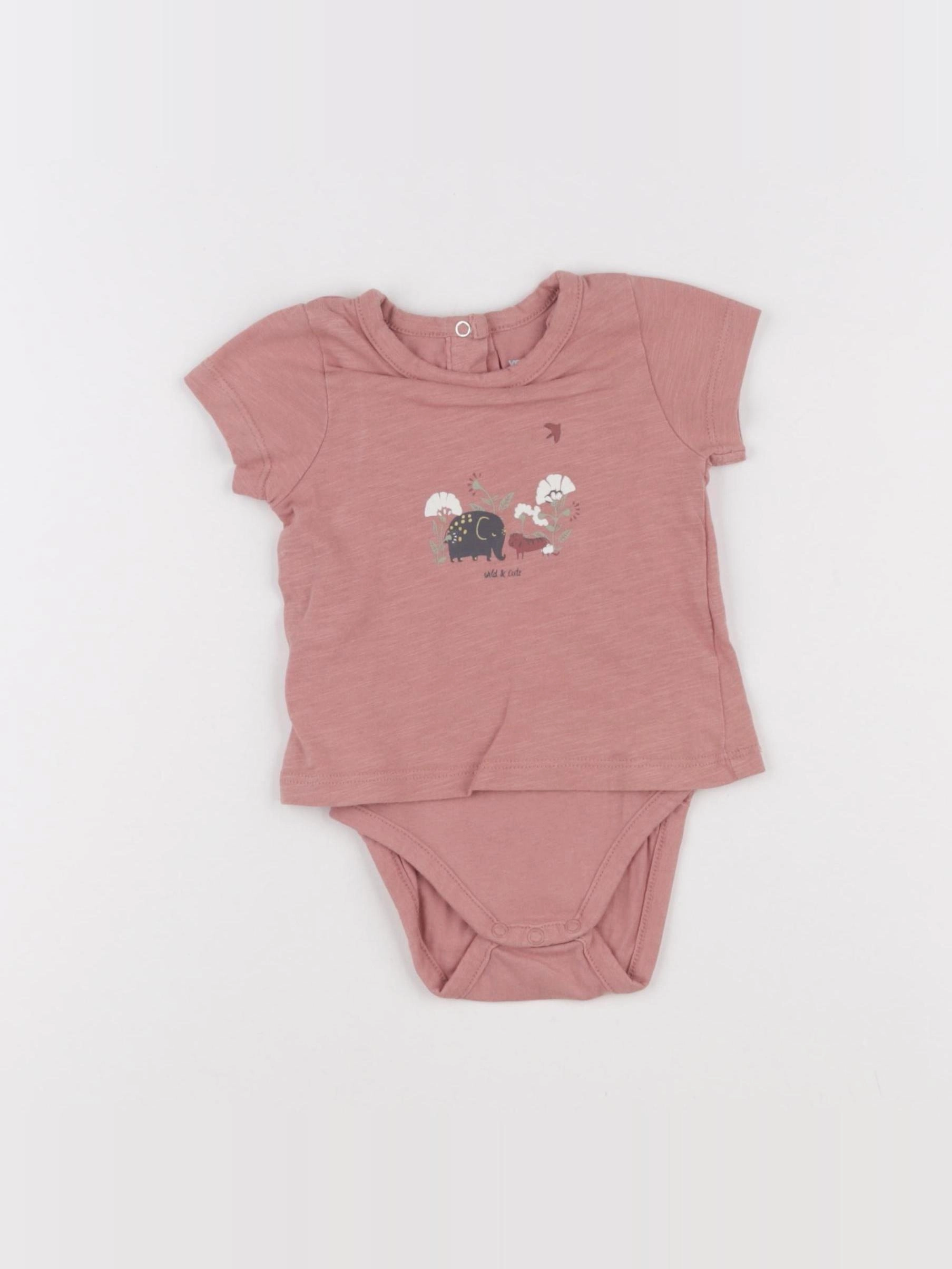 Vertbaudet - body tee-shirt rose - 3 mois