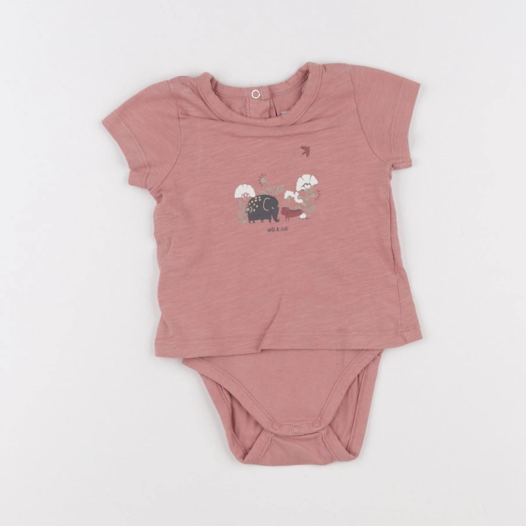 Vertbaudet - body tee-shirt rose - 3 mois