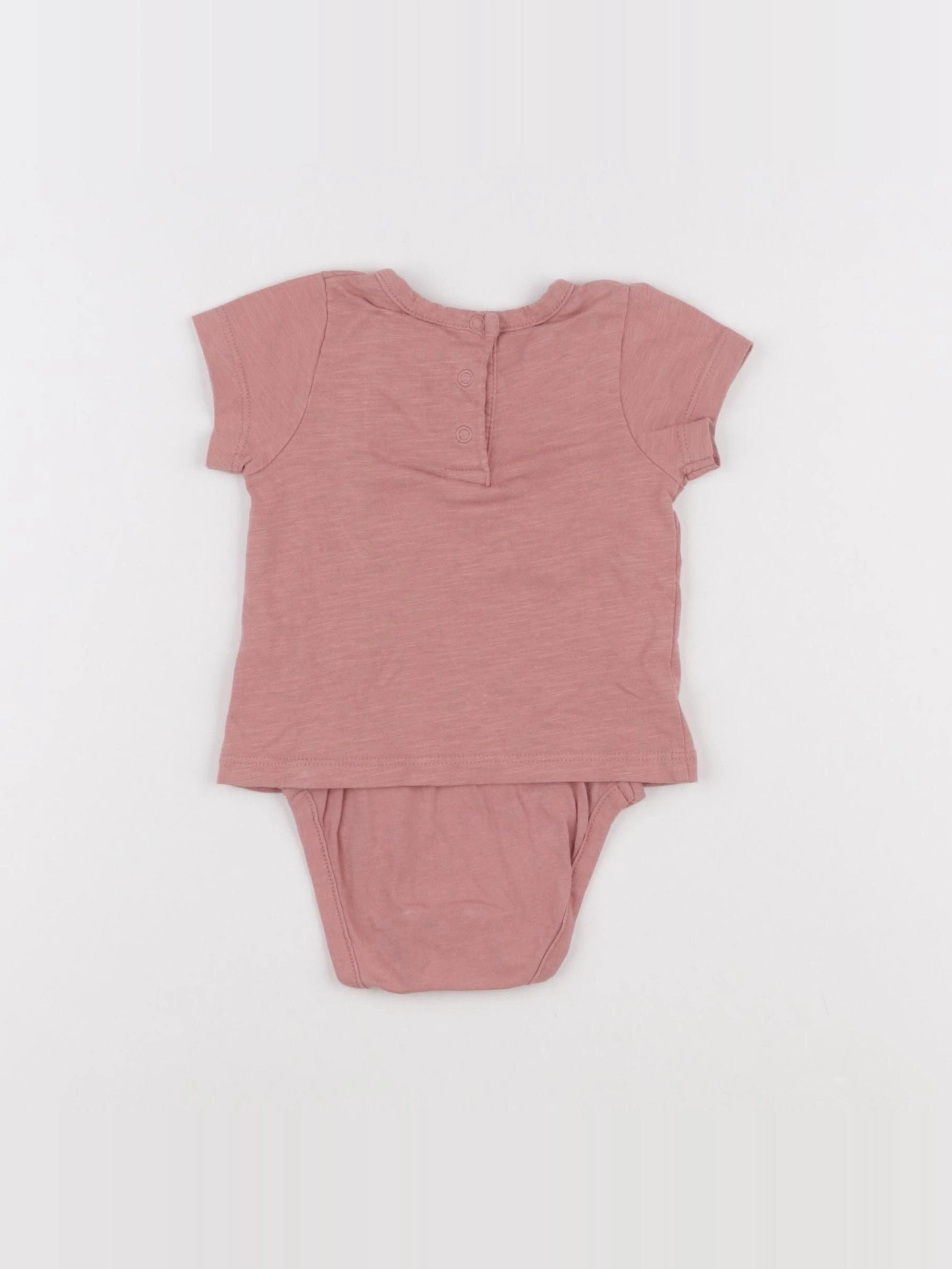Vertbaudet - body tee-shirt rose - 3 mois