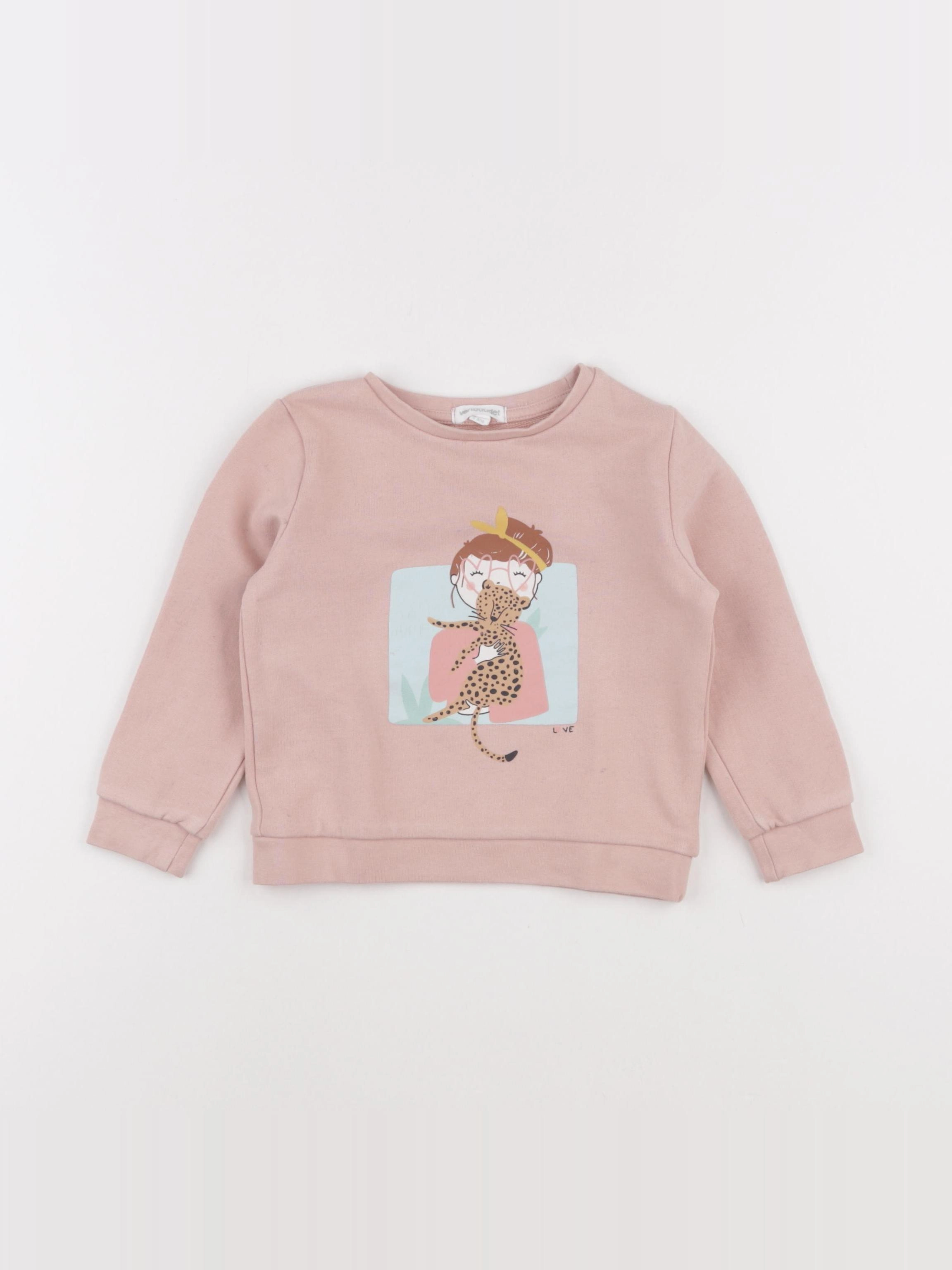 Vertbaudet - sweat rose - 2 ans