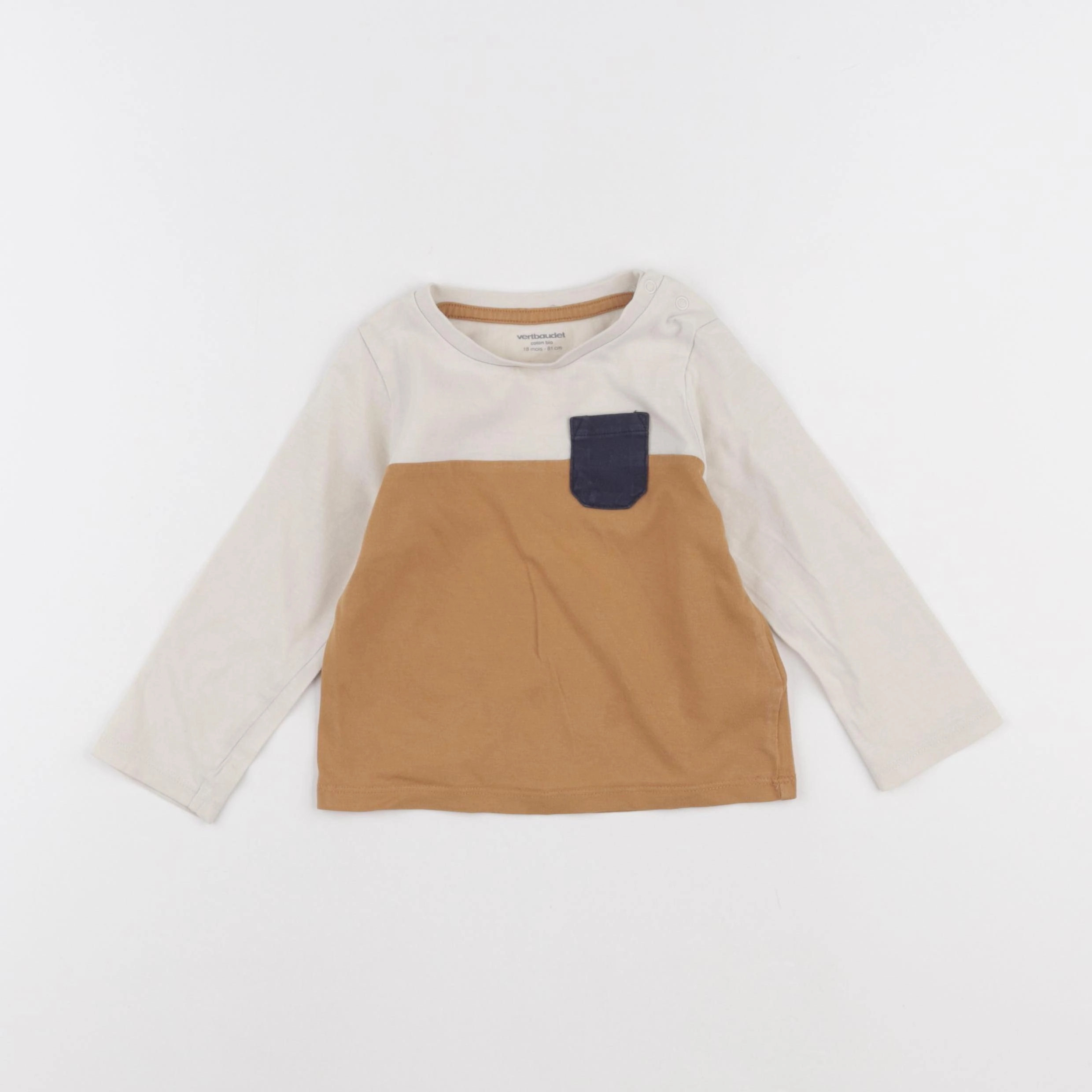 Vertbaudet - tee-shirt beige - 18 mois