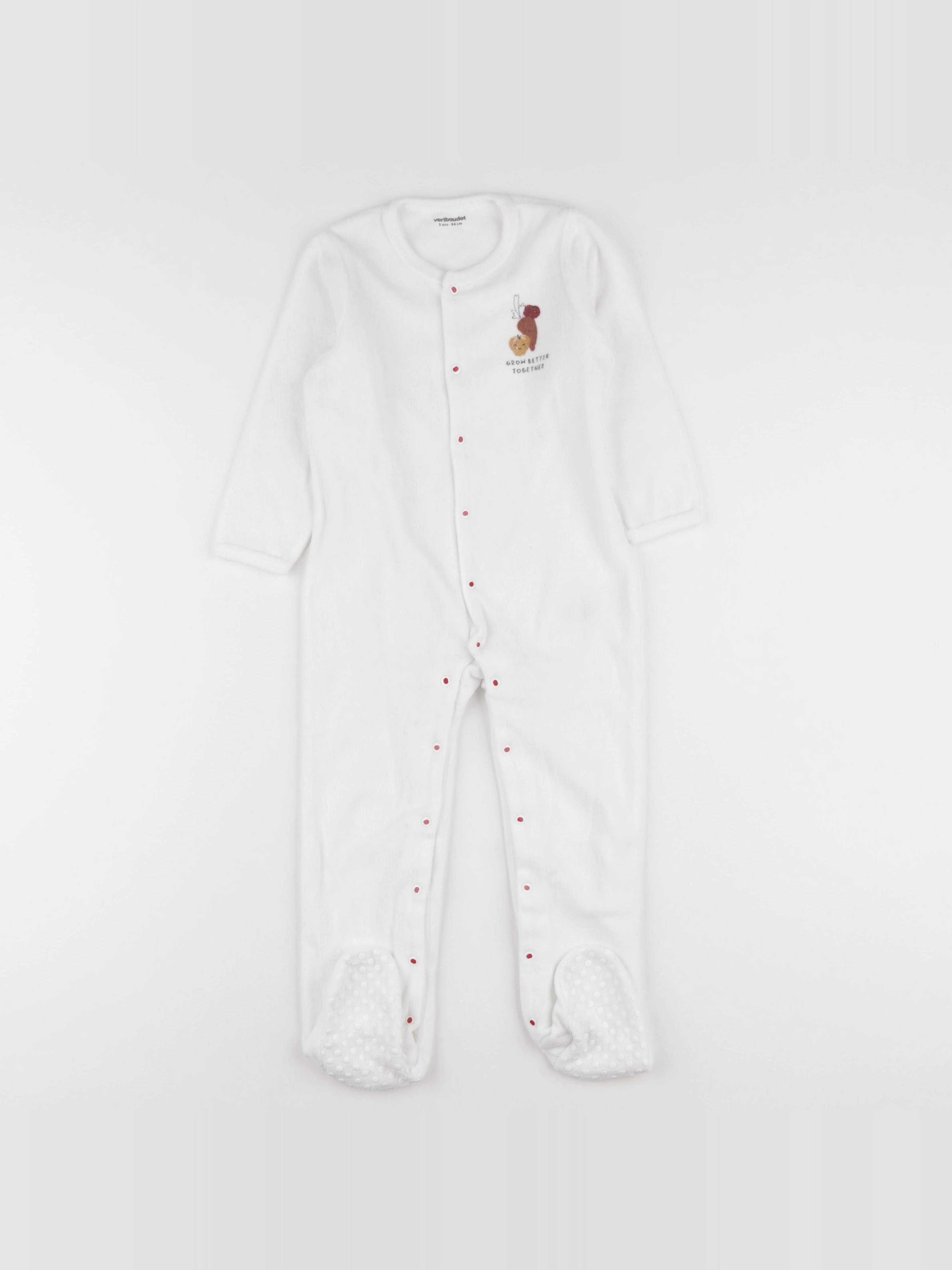 Vertbaudet - pyjama velours blanc - 3 ans