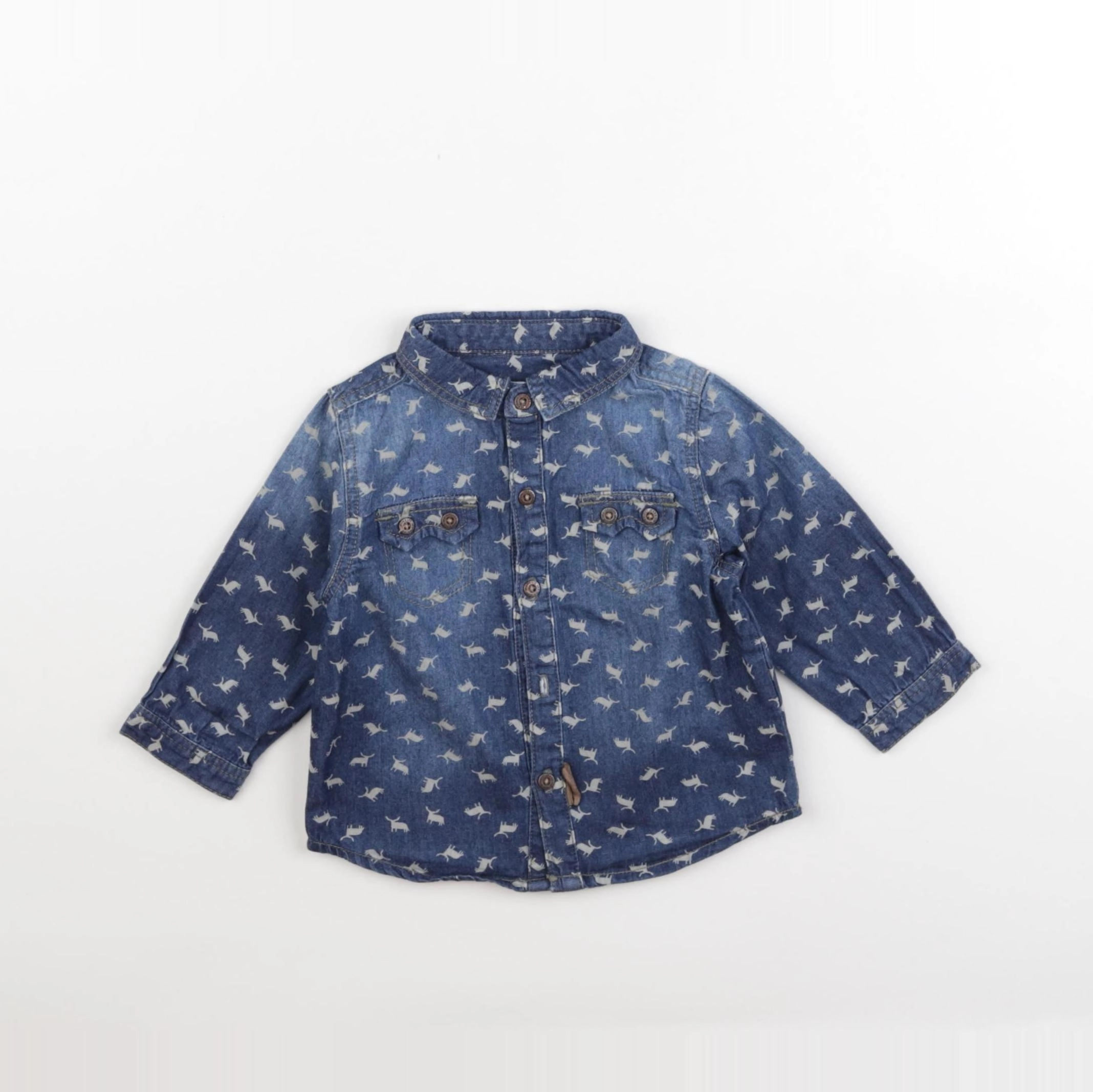 Vertbaudet - chemise bleu - 6 mois