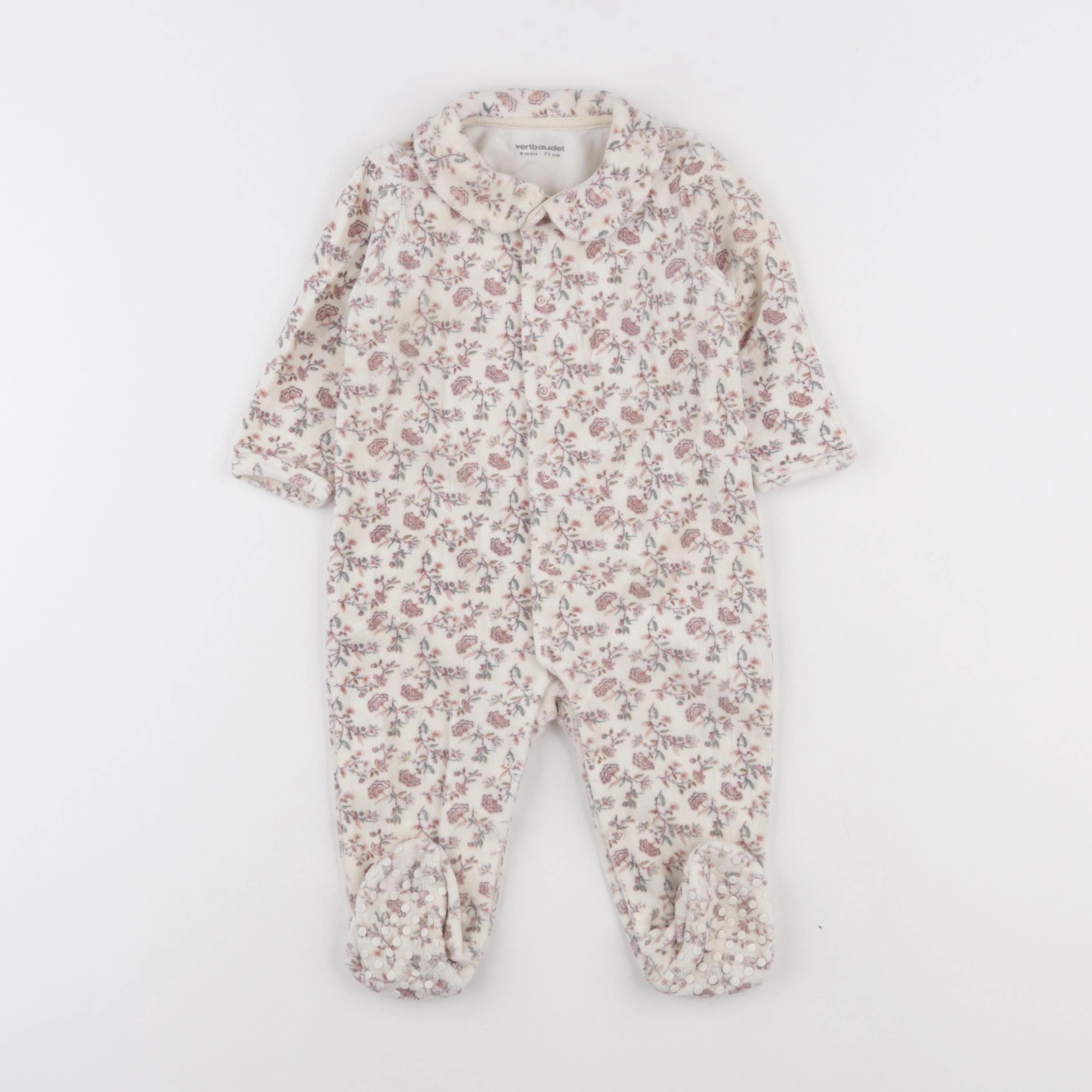 Vertbaudet - pyjama velours beige - 9 mois