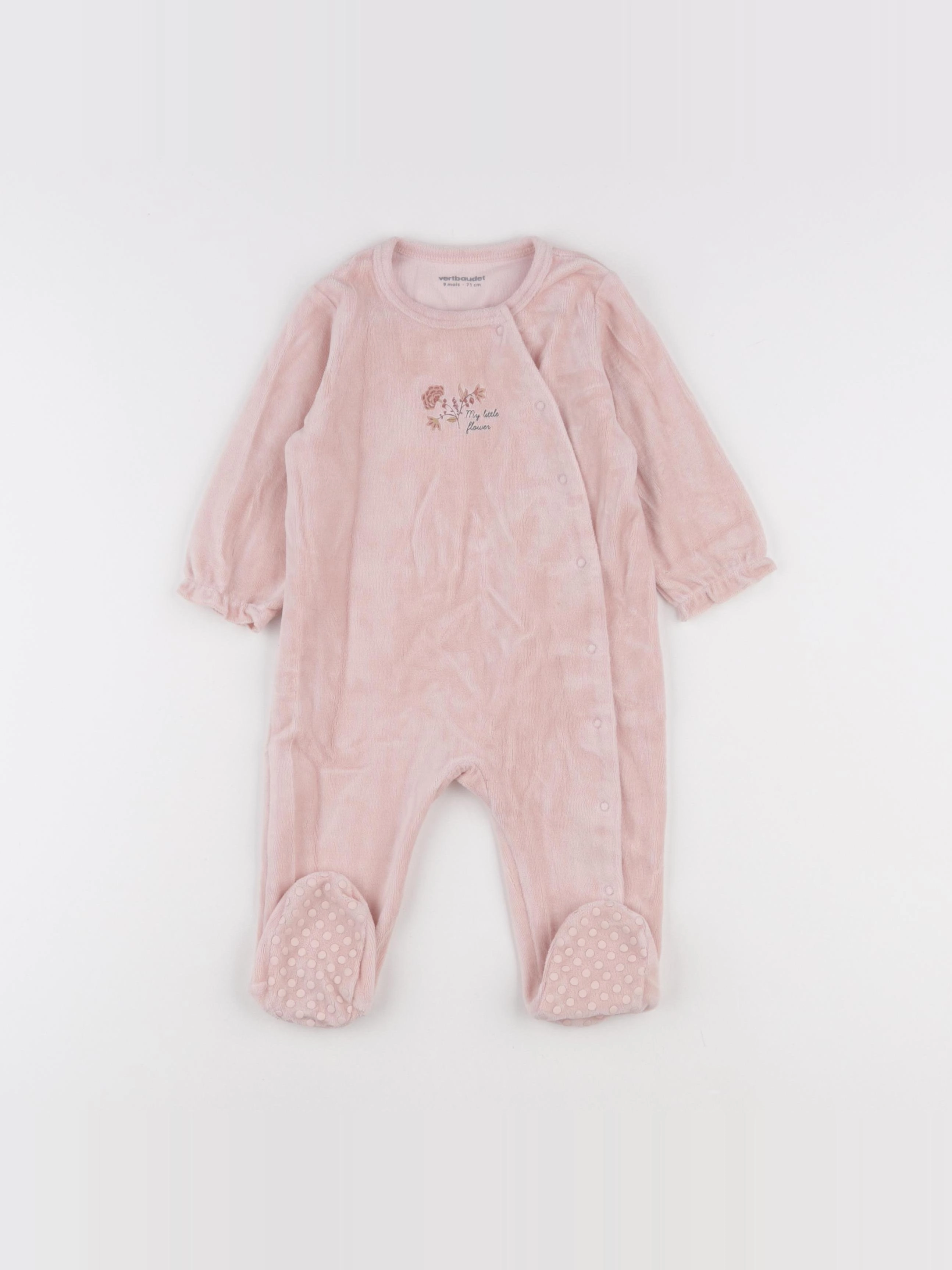 Vertbaudet - pyjama velours rose - 9 mois