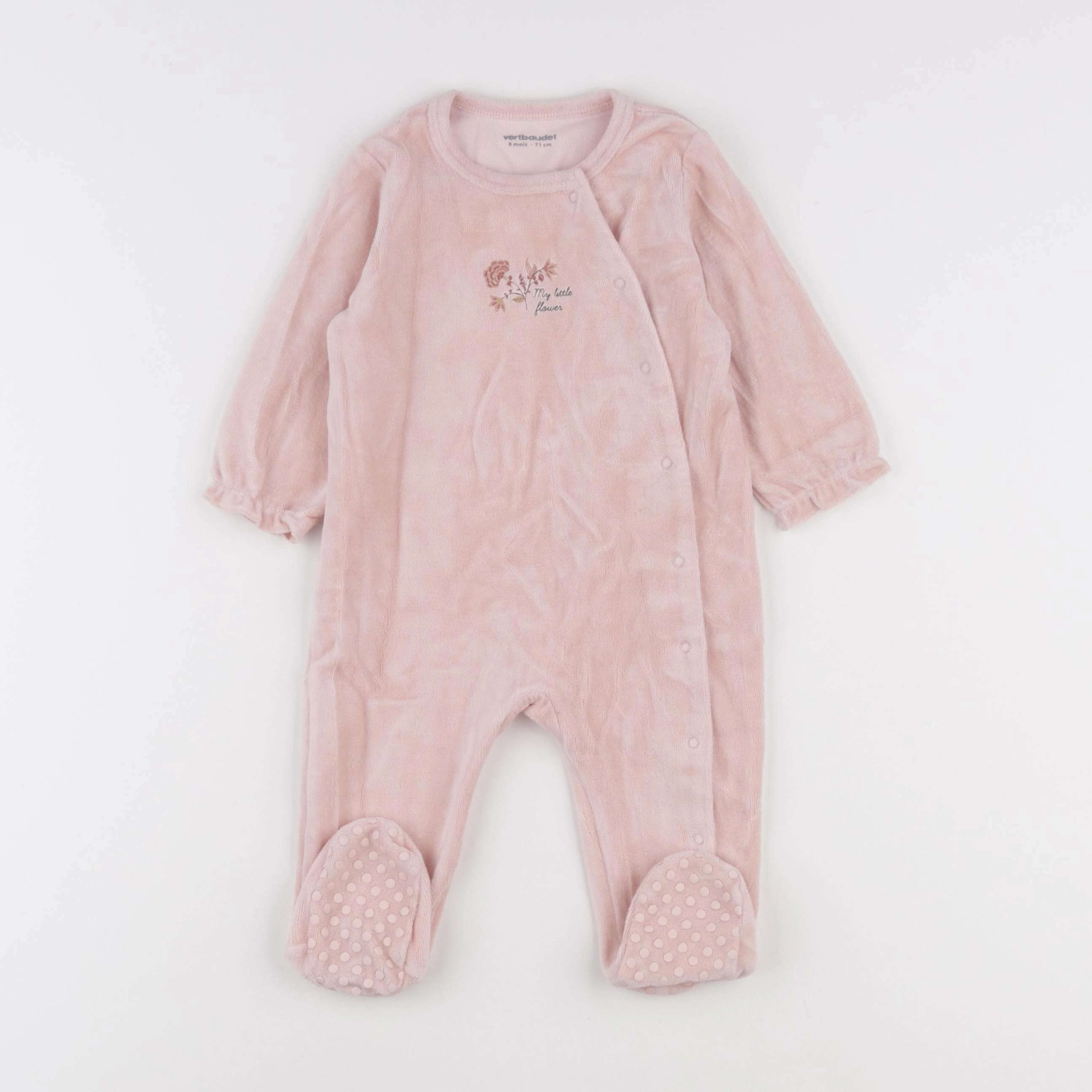 Vertbaudet - pyjama velours rose - 9 mois