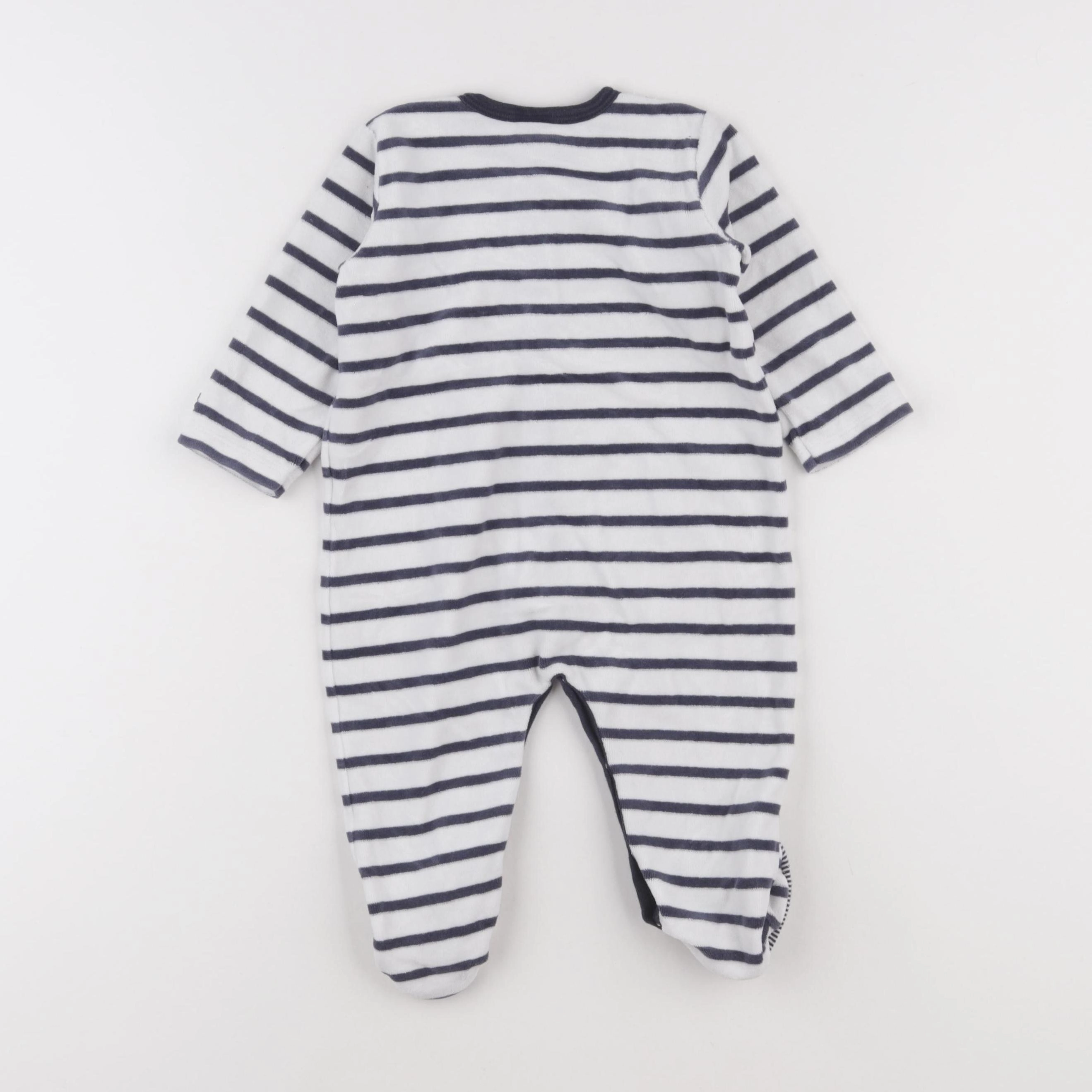 Petit Bateau - pyjama velours blanc, gris - 12 mois