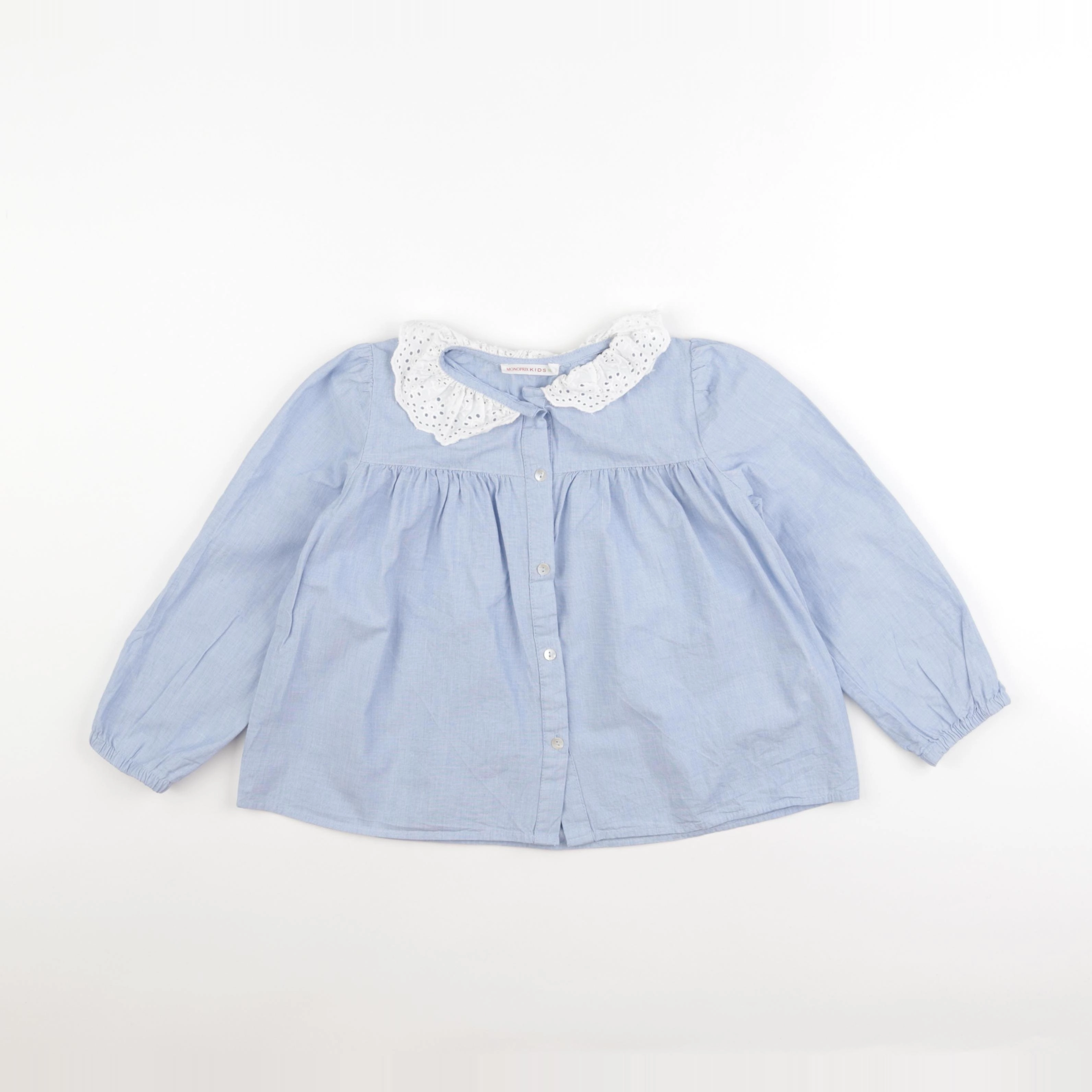 Monoprix - chemise bleu, blanc - 6 ans