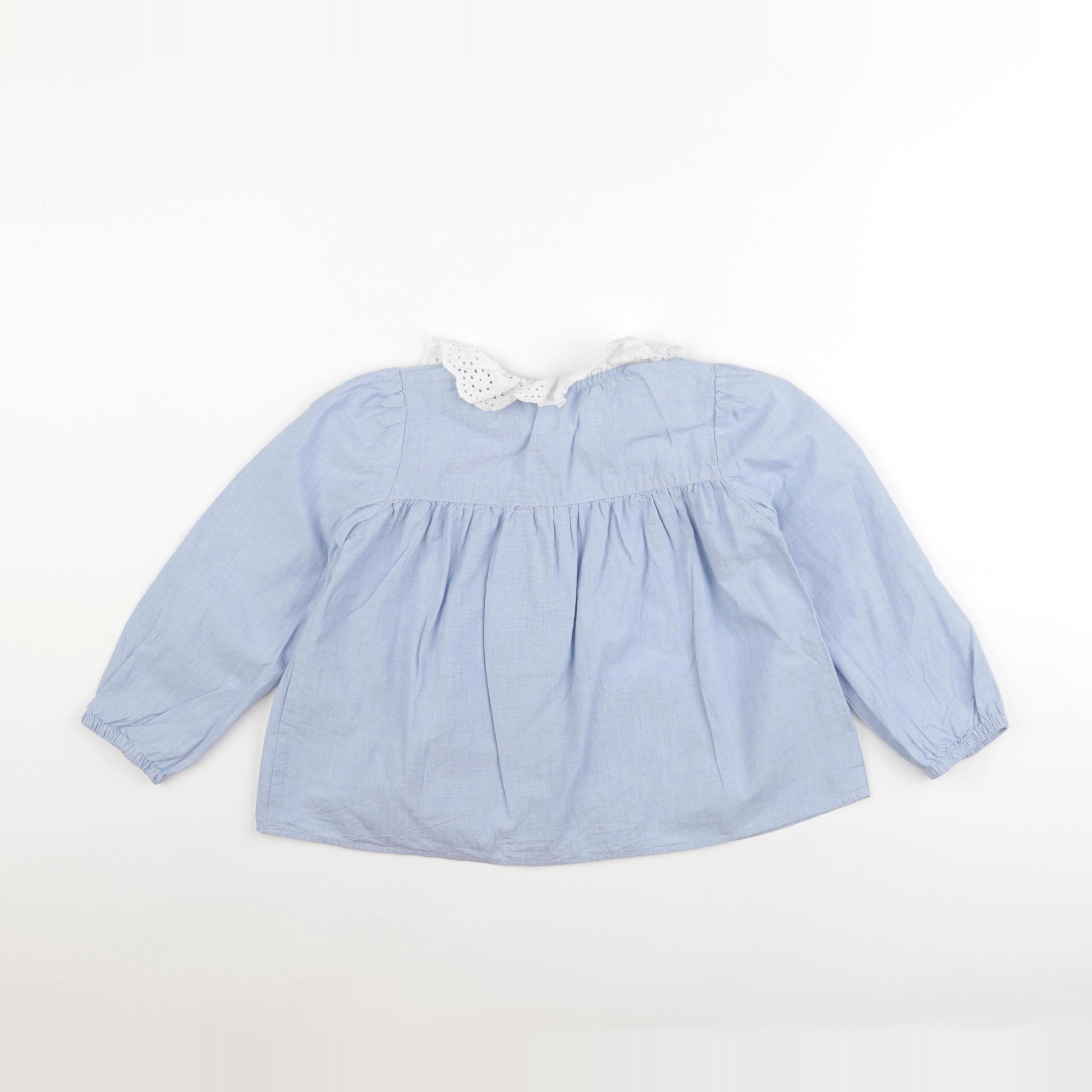 Monoprix - chemise bleu, blanc - 6 ans