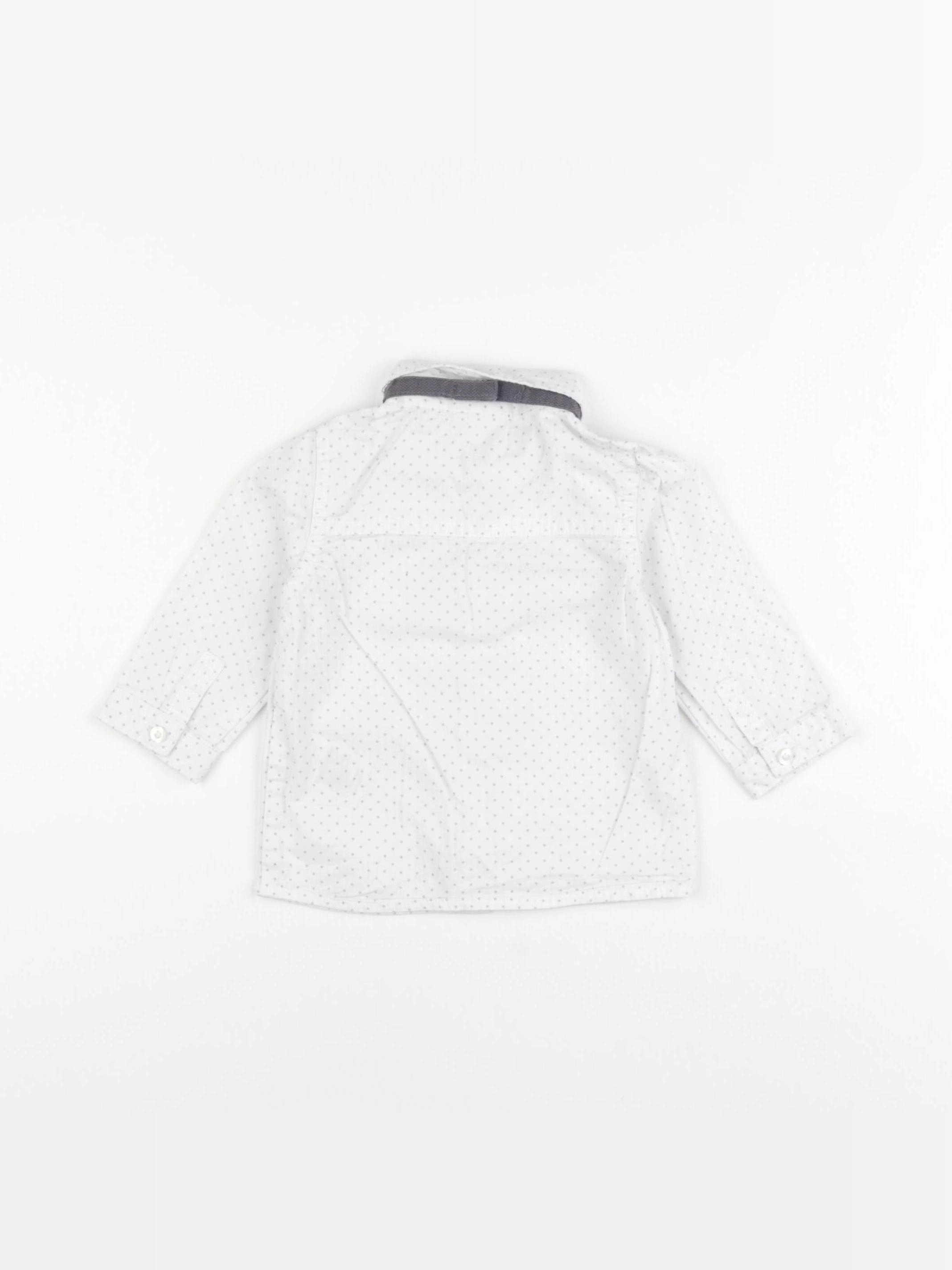 Vertbaudet - chemise blanc, gris - 9 mois