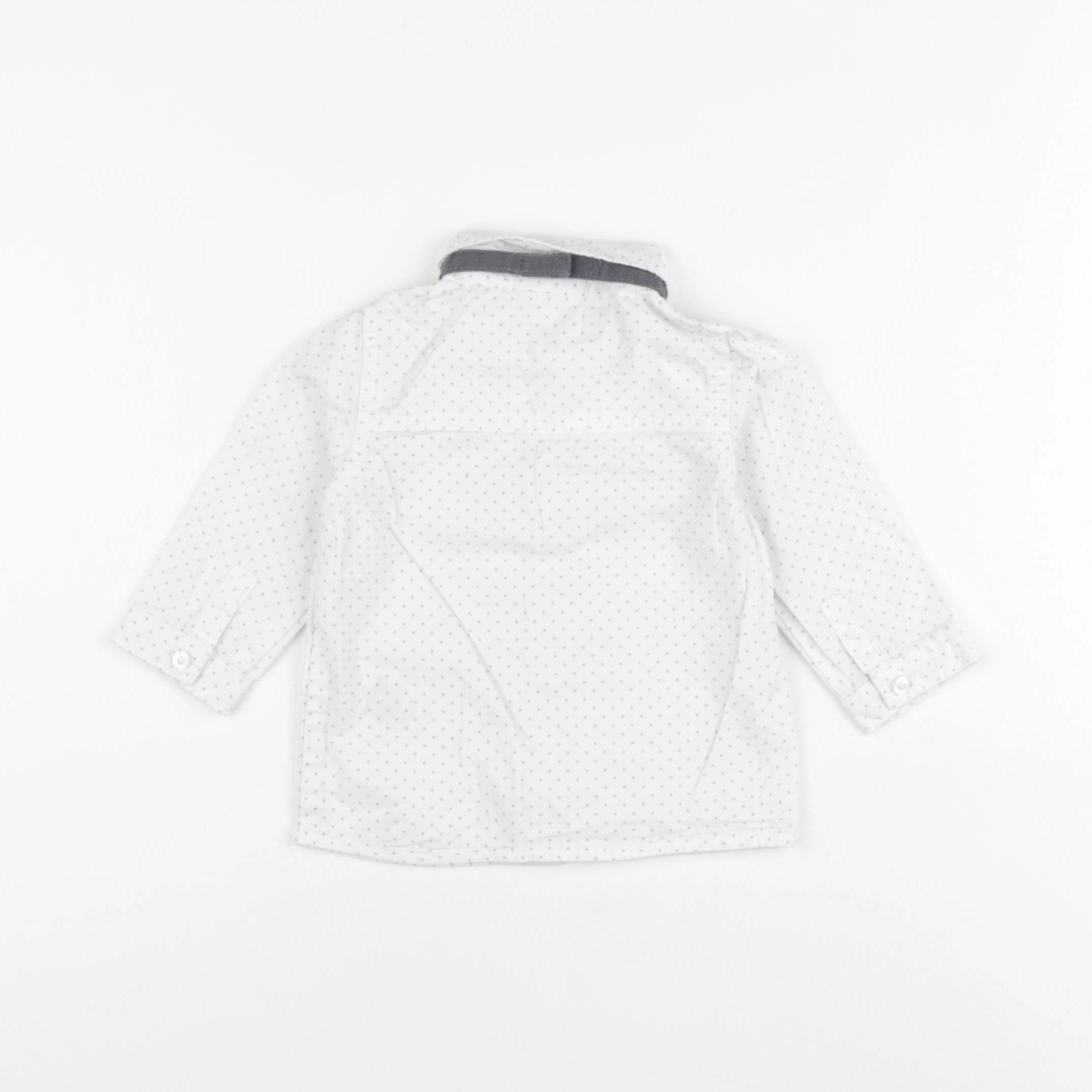 Vertbaudet - chemise blanc, gris - 9 mois