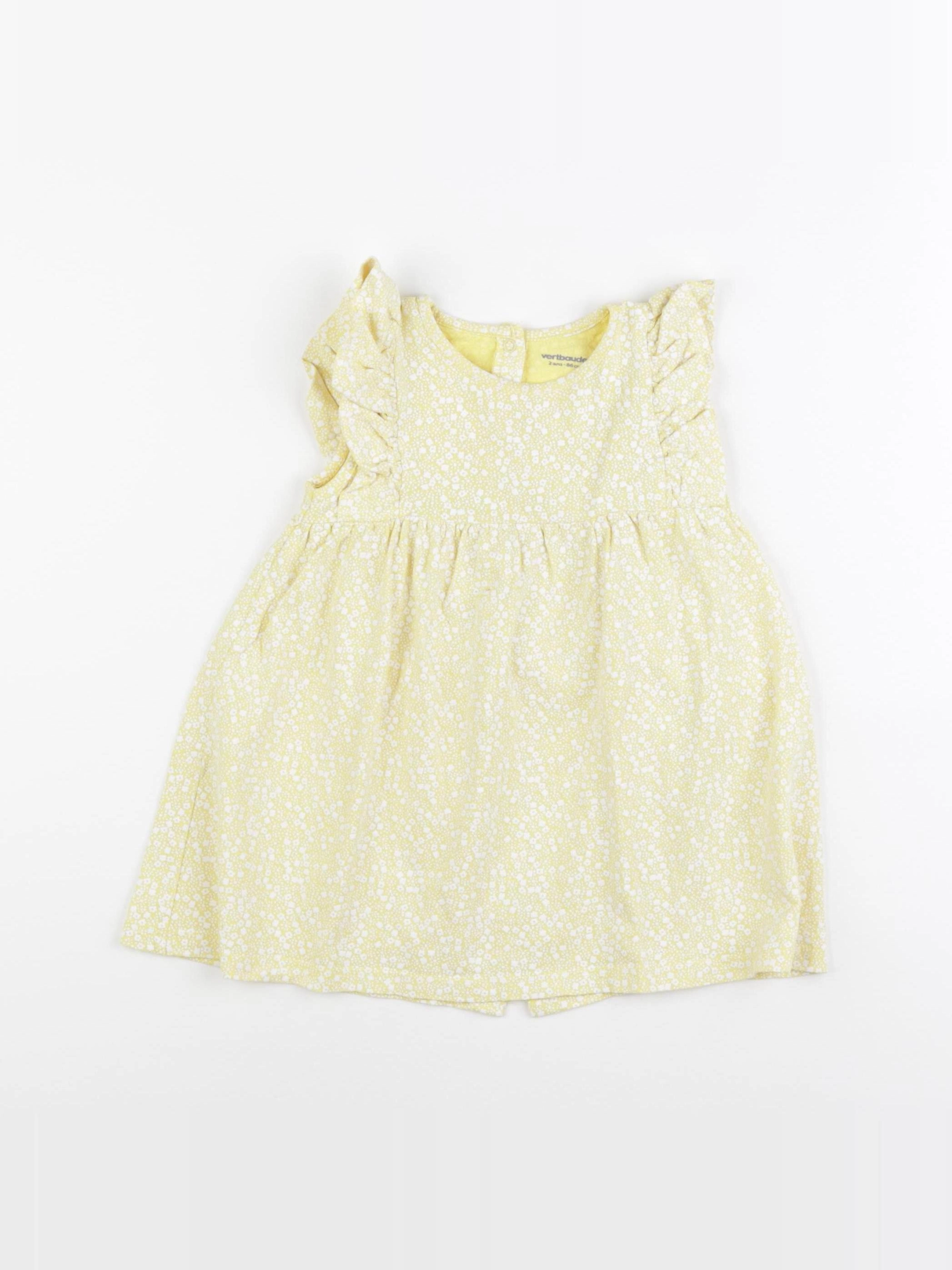 Vertbaudet - robe jaune, blanc - 2 ans