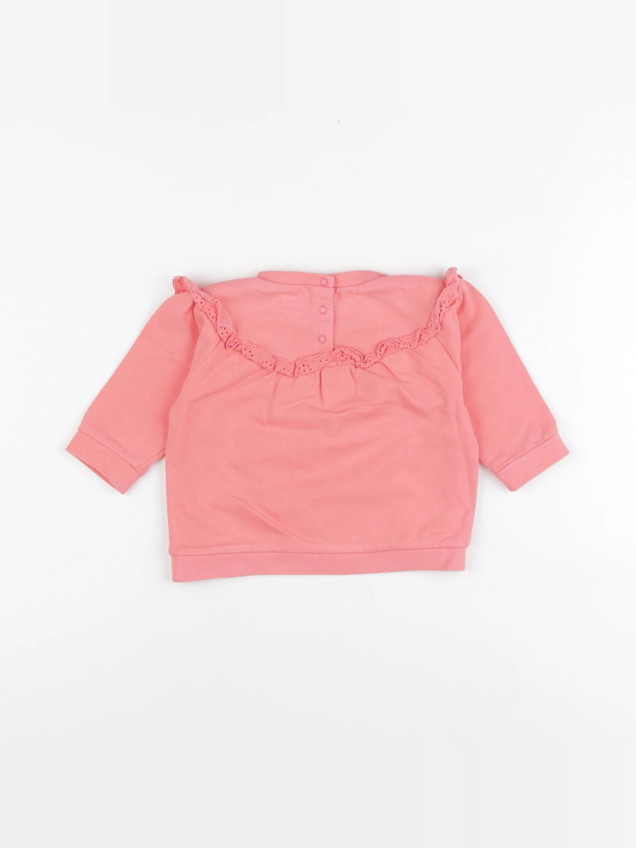 Vertbaudet - sweat rose - 9 mois