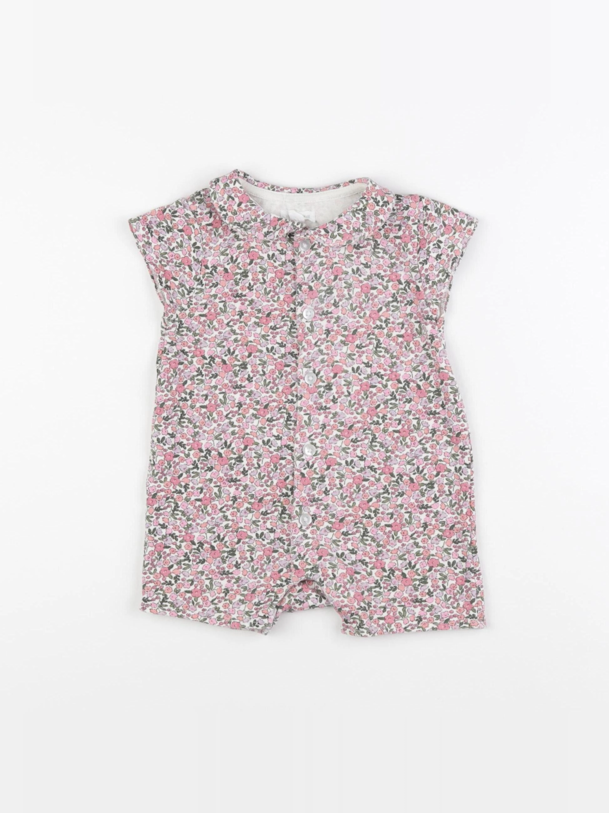 Vertbaudet - combinaison rose, vert - 9 mois