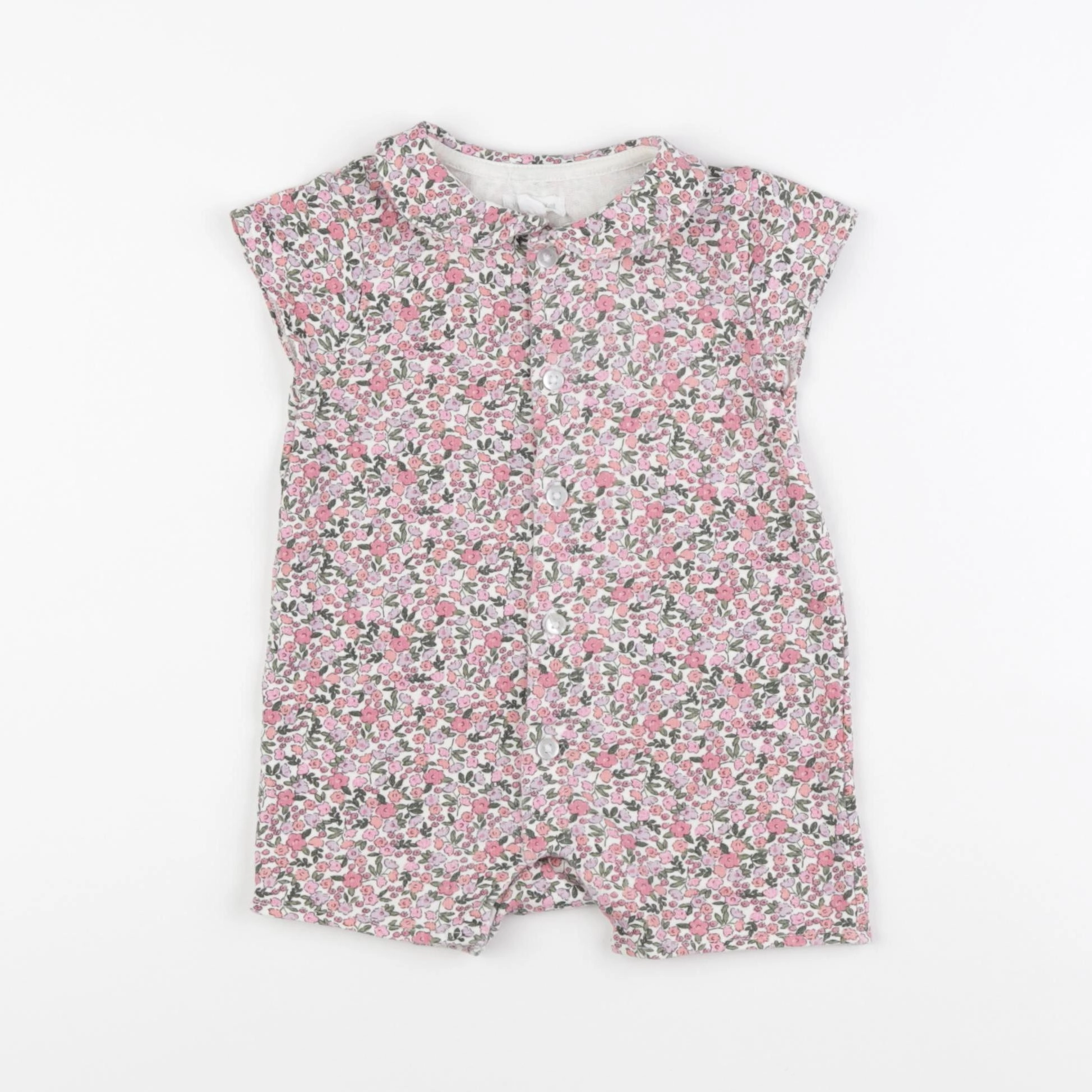 Vertbaudet - combinaison rose, vert - 9 mois
