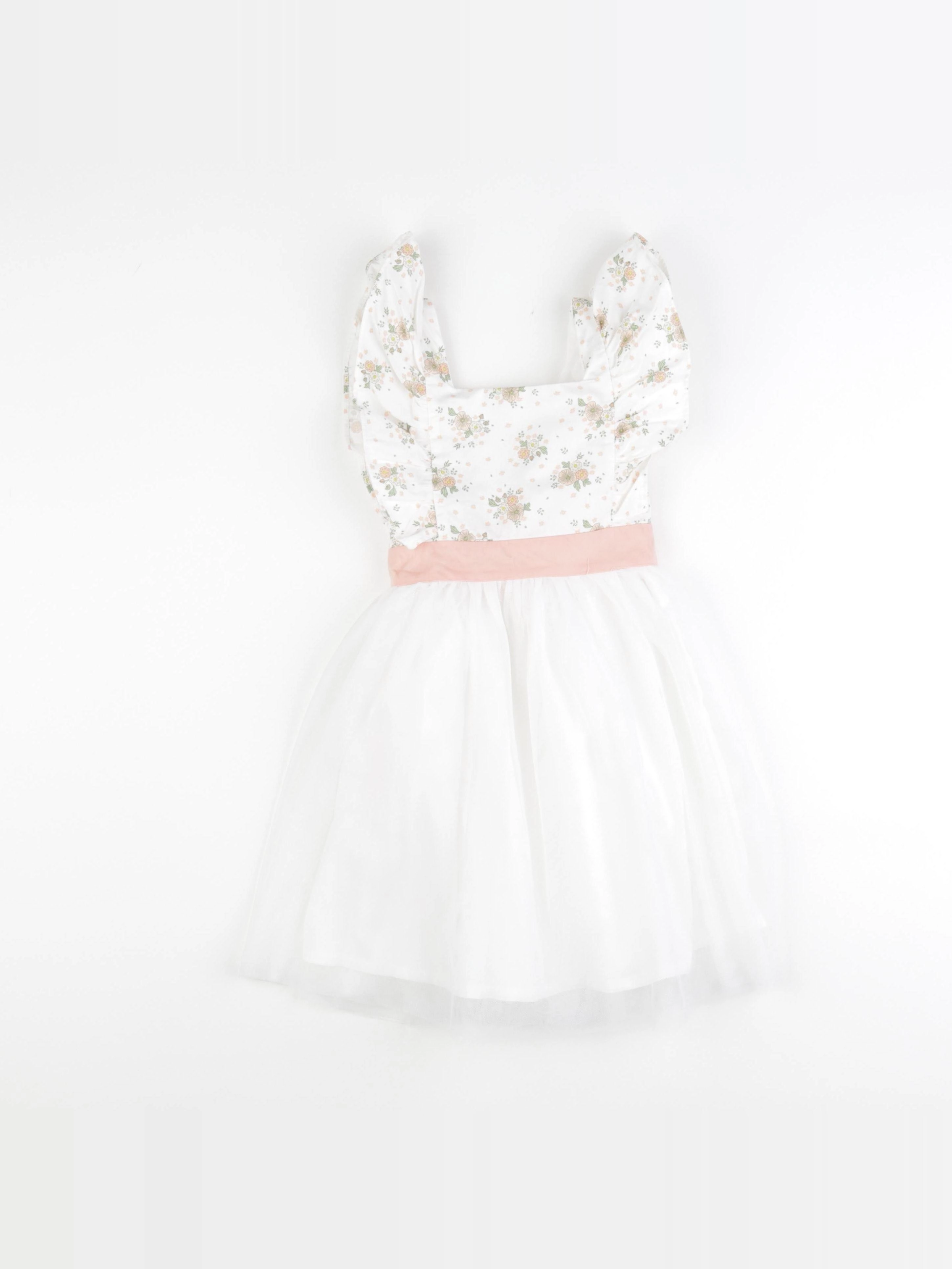 Vertbaudet - robe blanc, rose - 5 ans