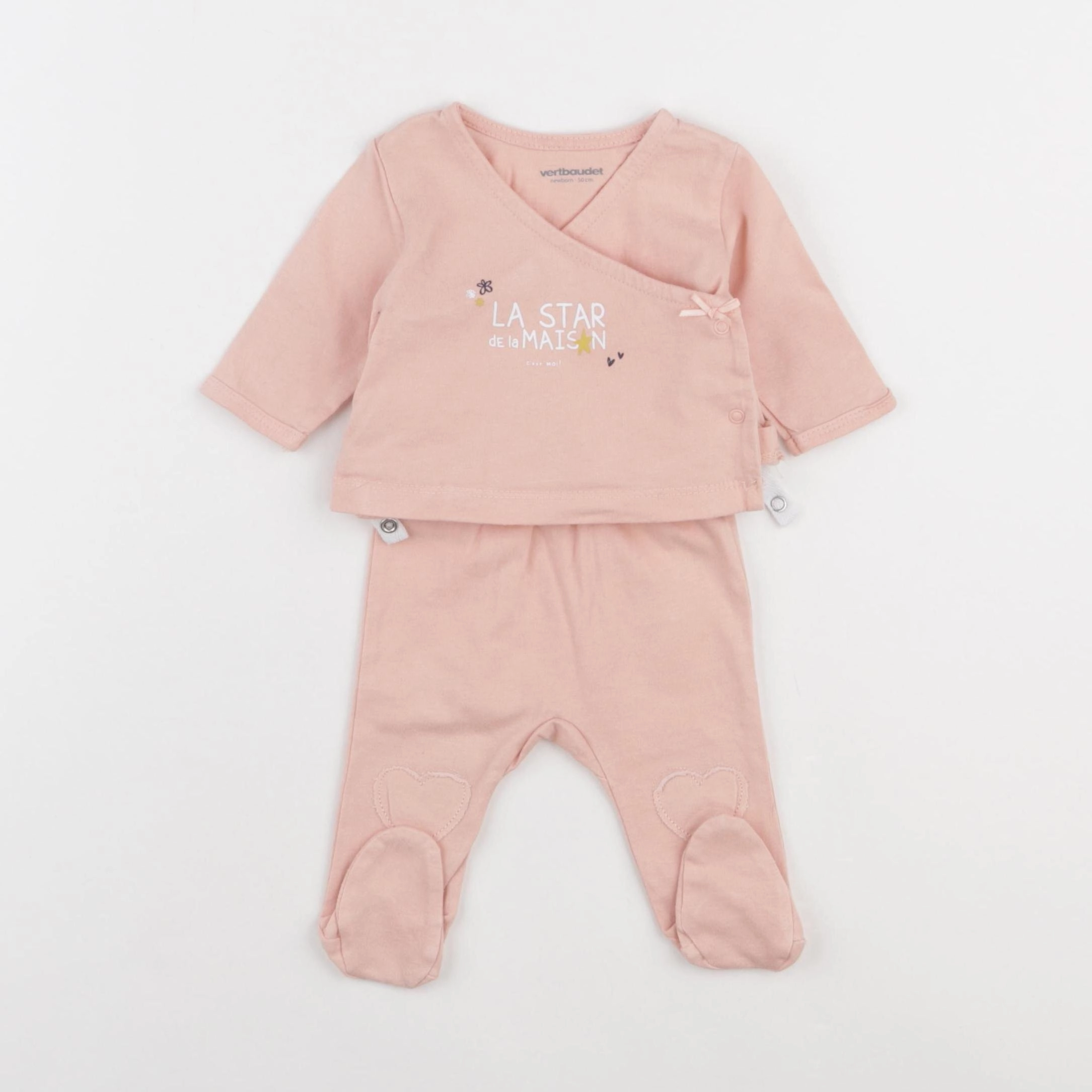 Vertbaudet - pyjama coton rose - 0 mois