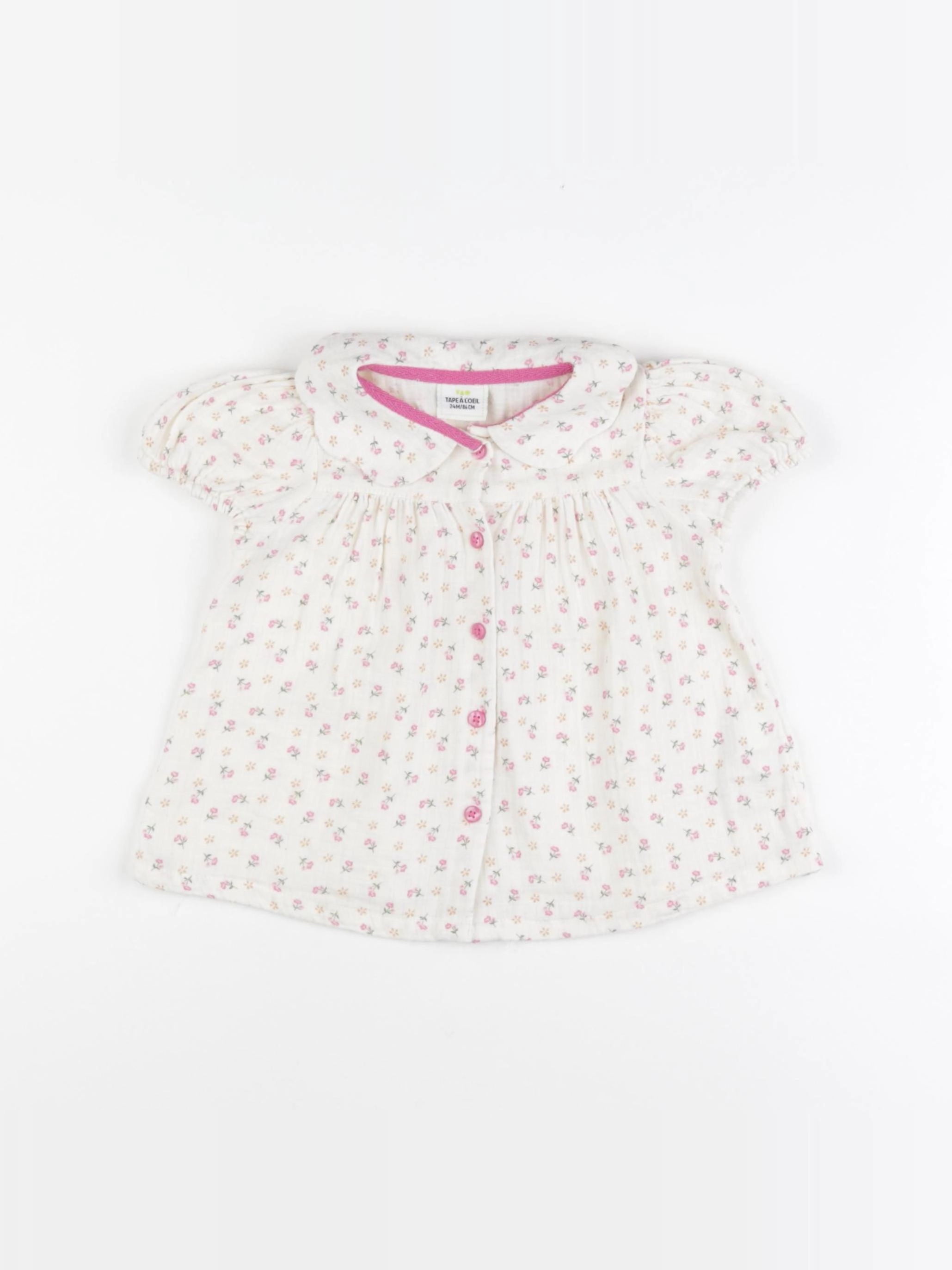 Tape à l'oeil - robe blanc, rose - 24 mois