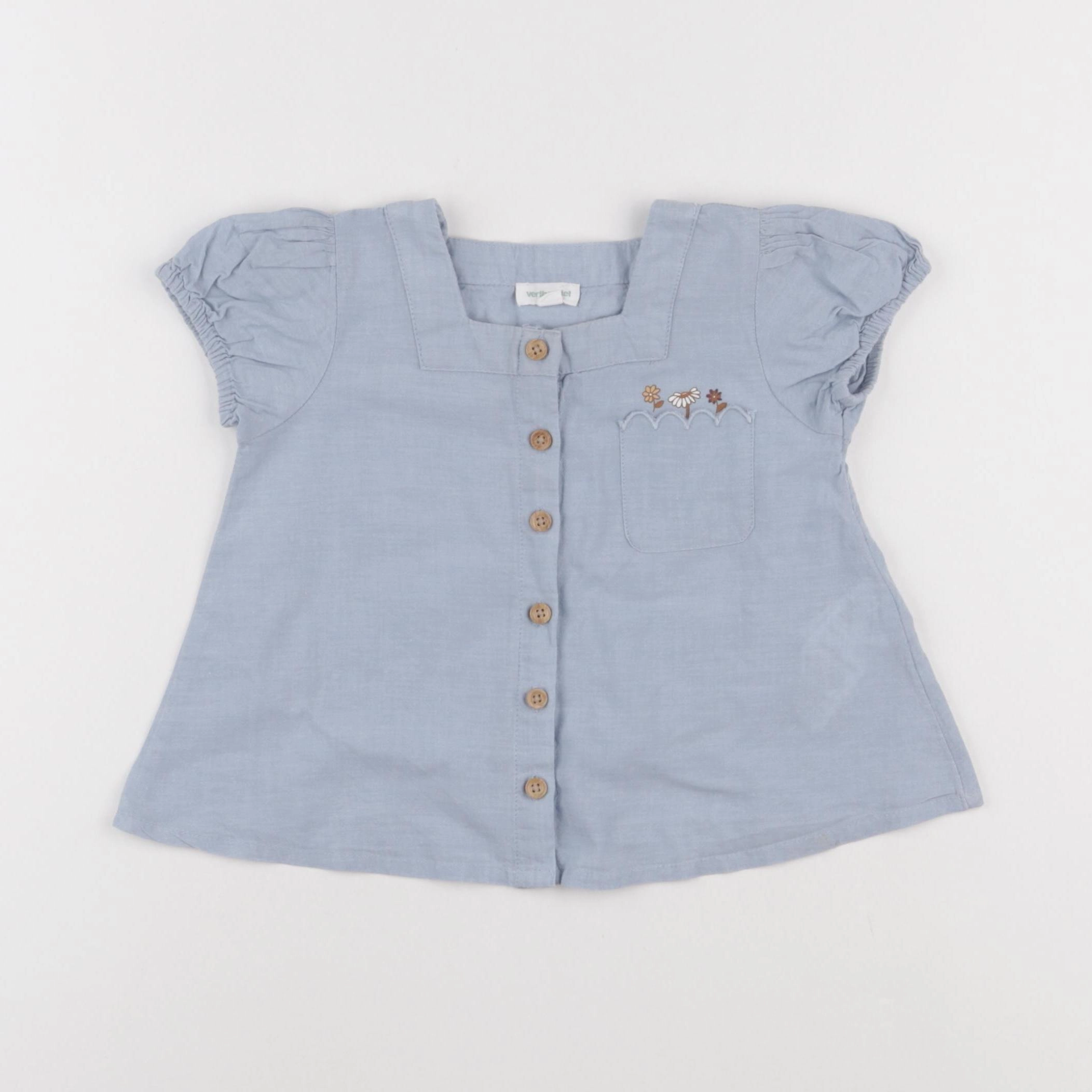 Vertbaudet - blouse bleu - 2 ans