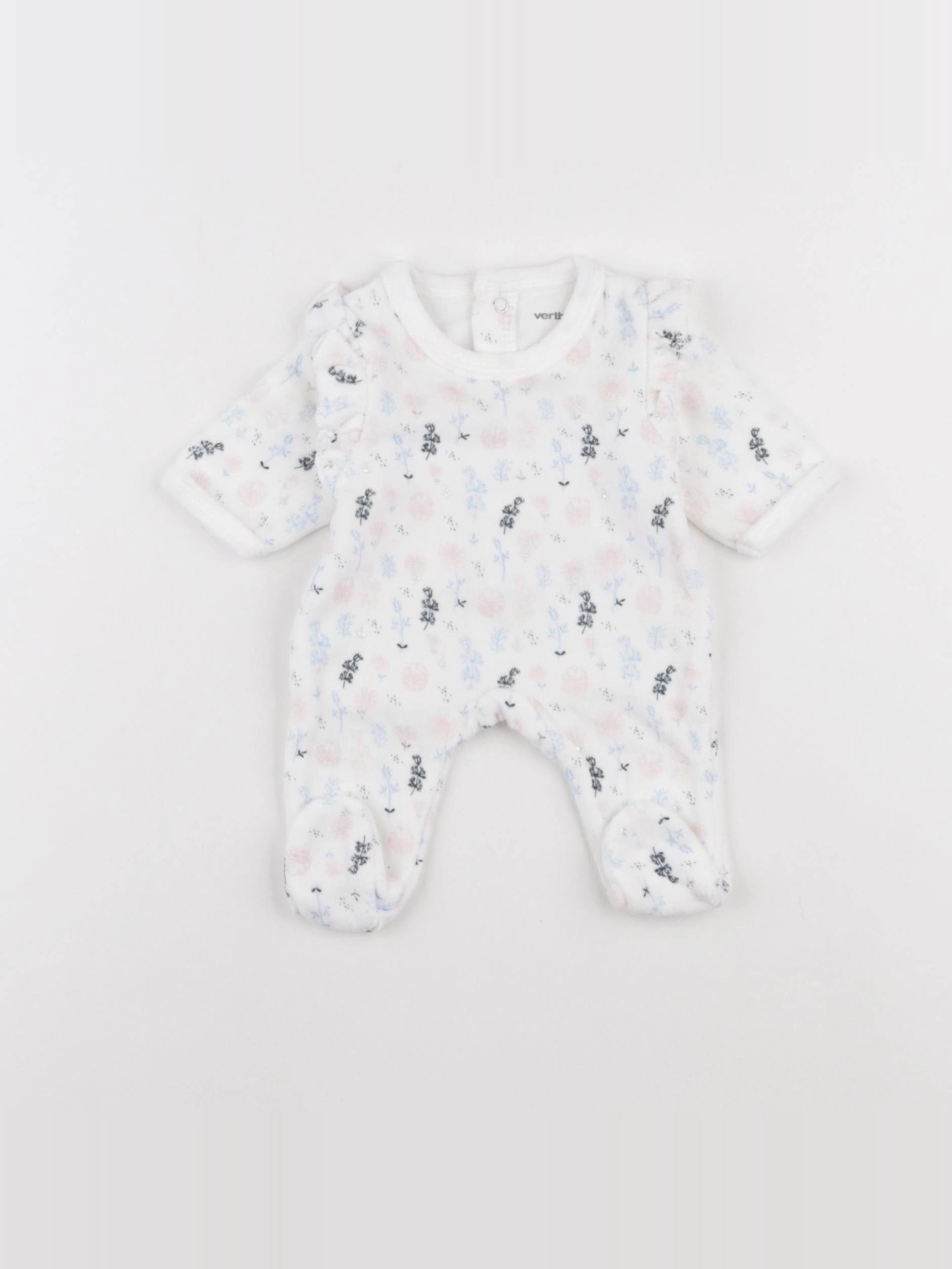 Vertbaudet - pyjama velours bleu, blanc - Prématuré
