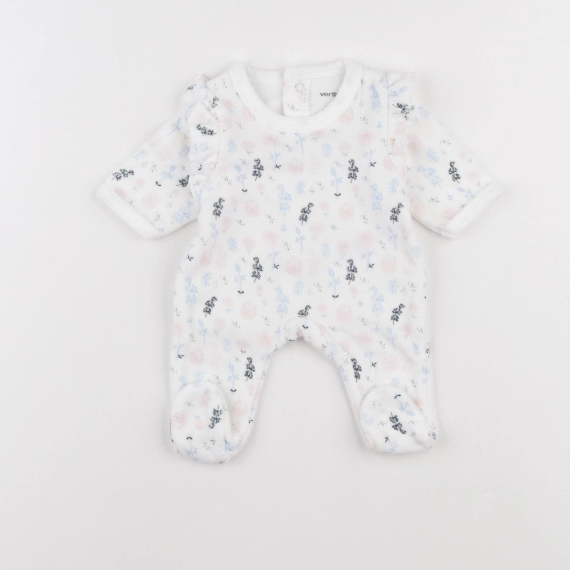 Vertbaudet - pyjama velours bleu, blanc - Prématuré