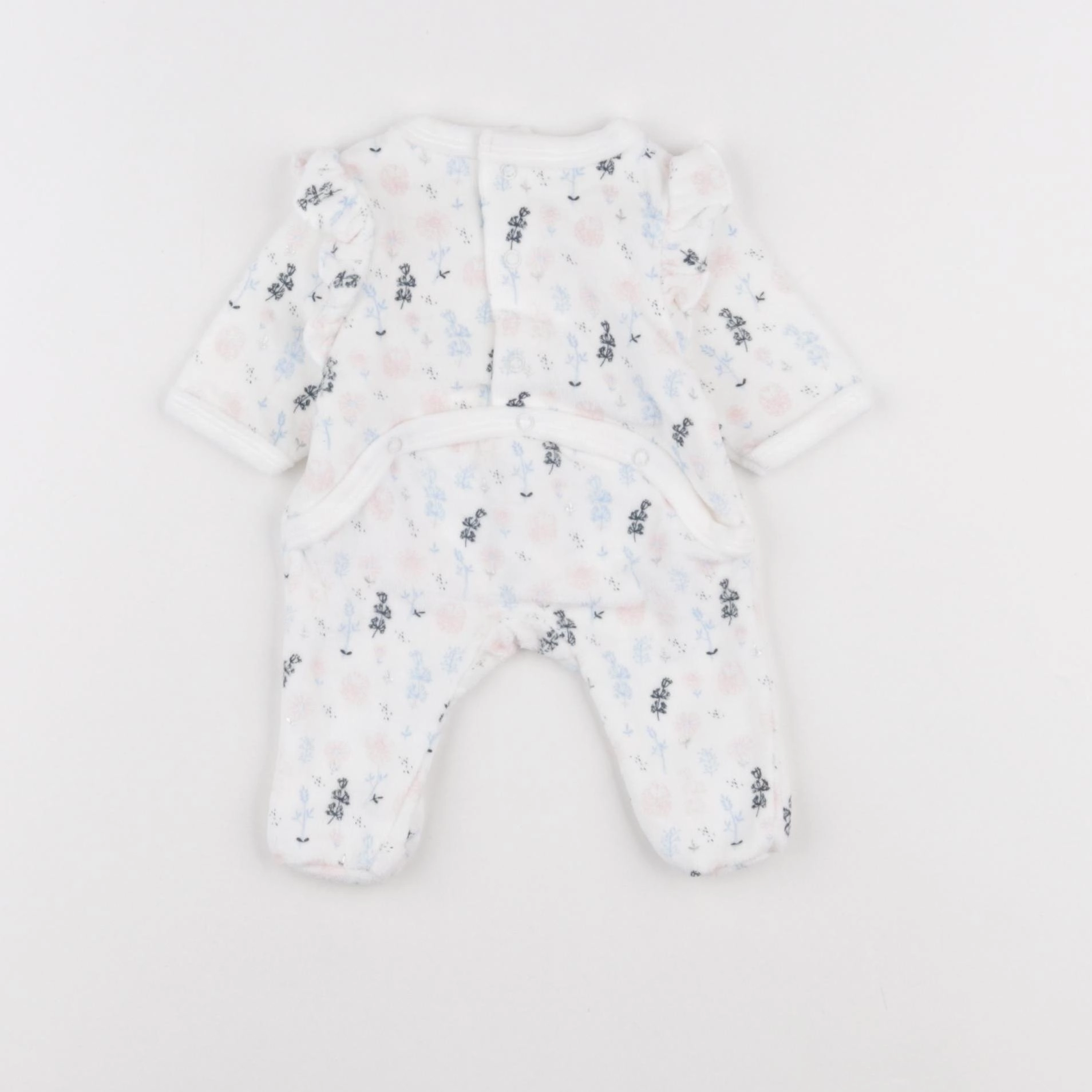 Vertbaudet - pyjama velours bleu, blanc - Prématuré