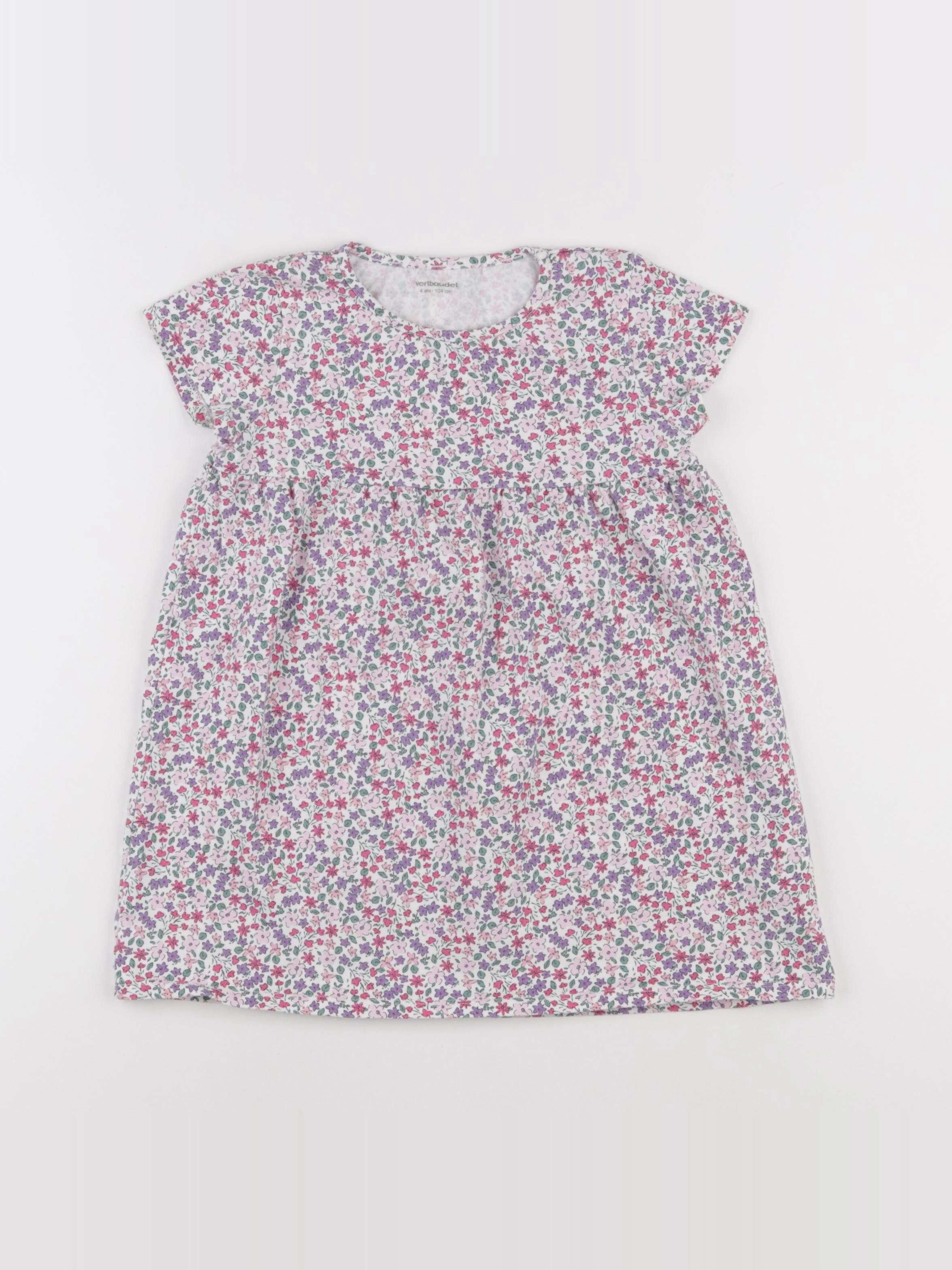 Vertbaudet - robe rose, violet - 4 ans
