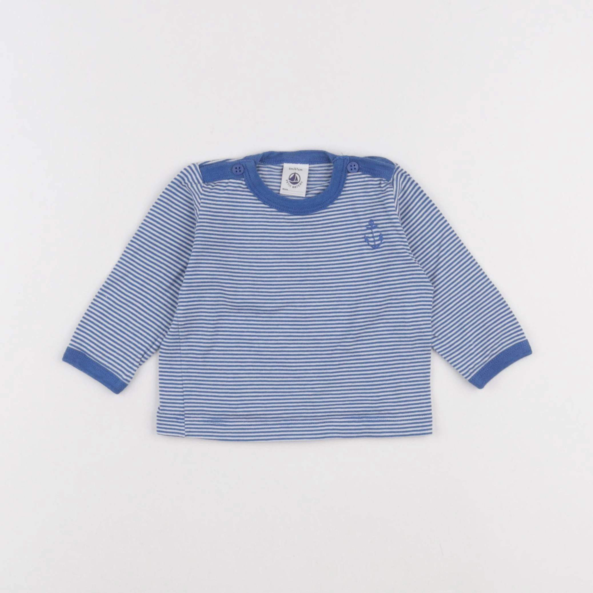 Petit Bateau - maillot de corps bleu - 6 mois