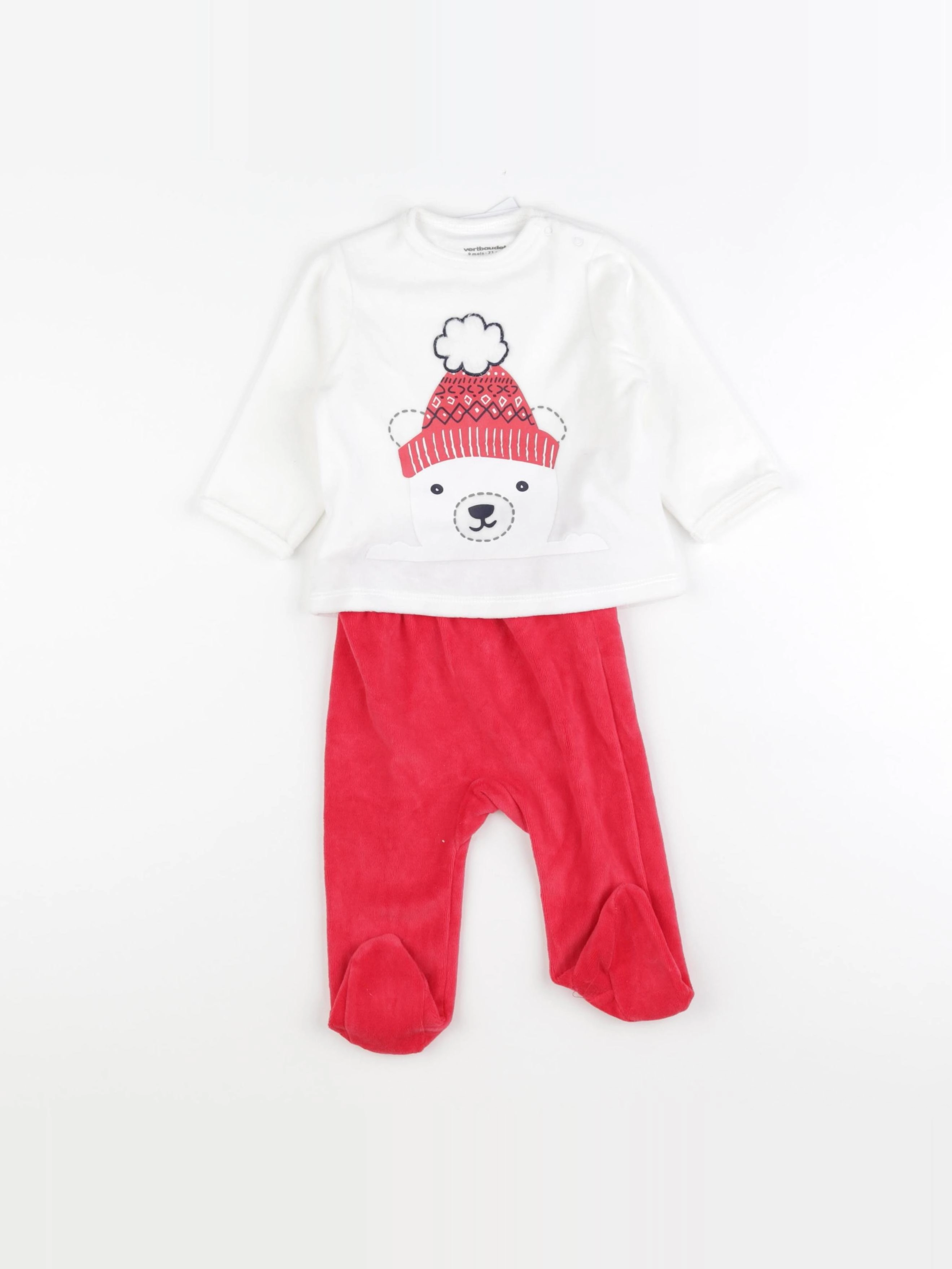 Vertbaudet - pyjama velours rouge - 9 mois