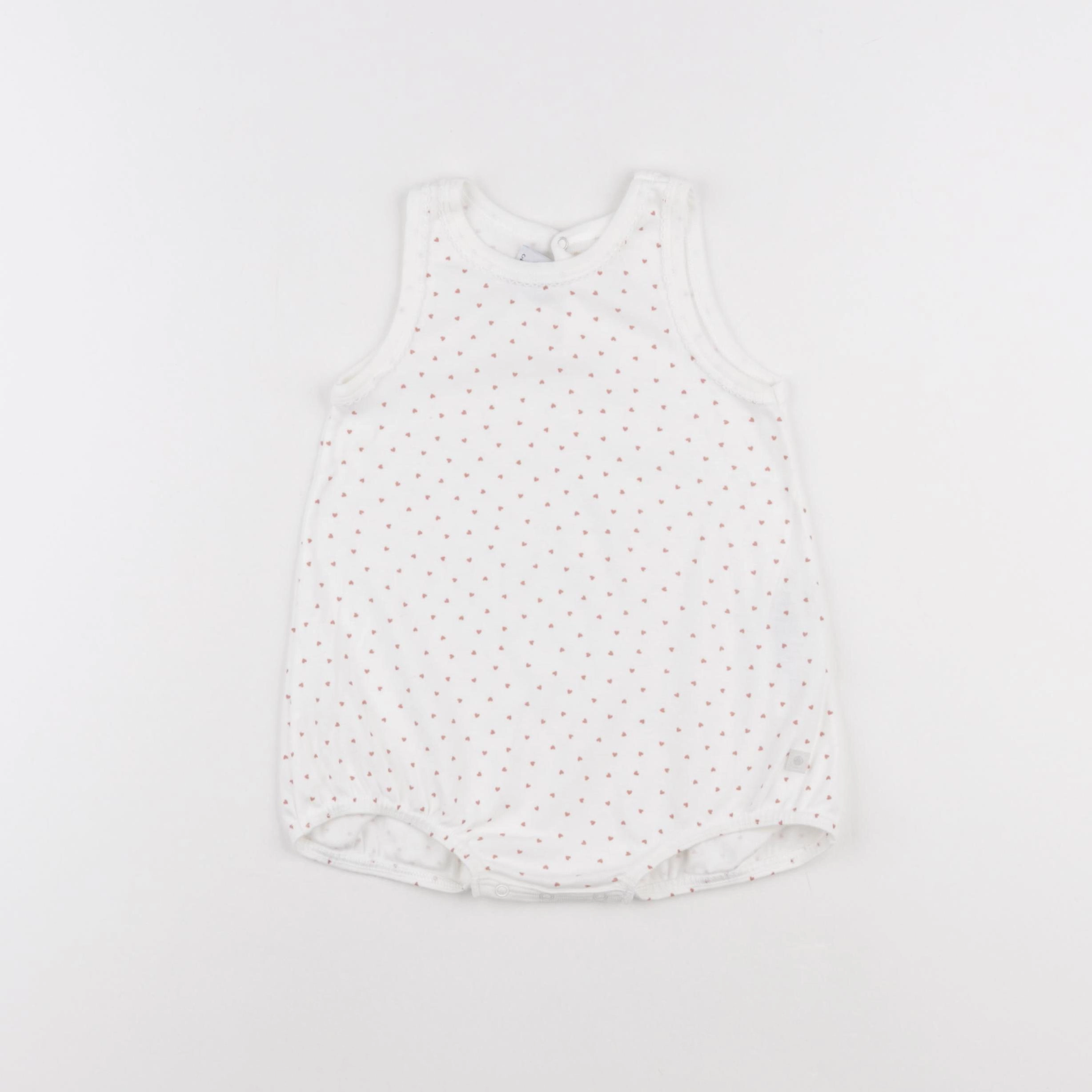 Petit Bateau - pyjama coton blanc, rose - 18 mois