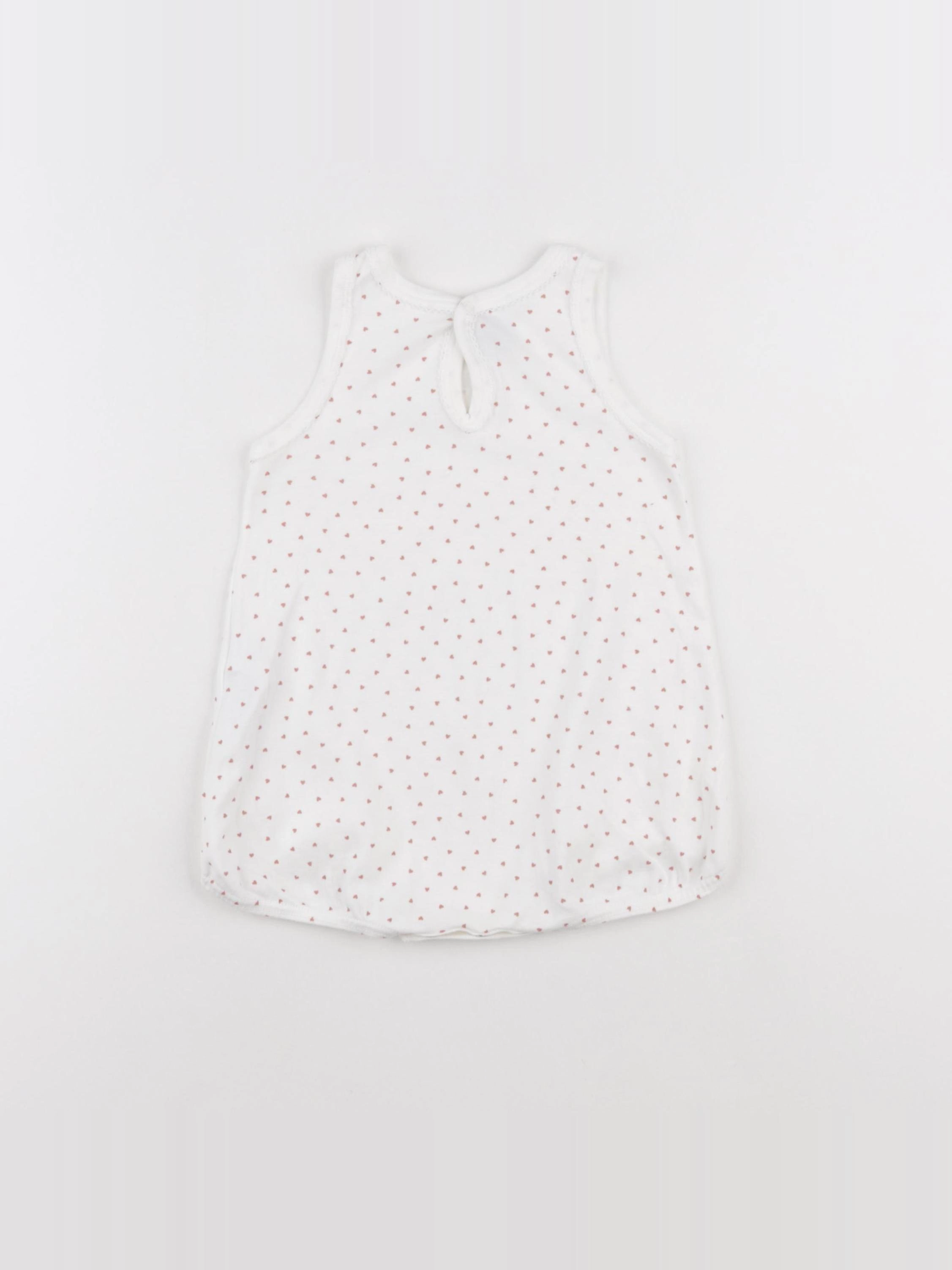 Petit Bateau - pyjama coton blanc, rose - 18 mois