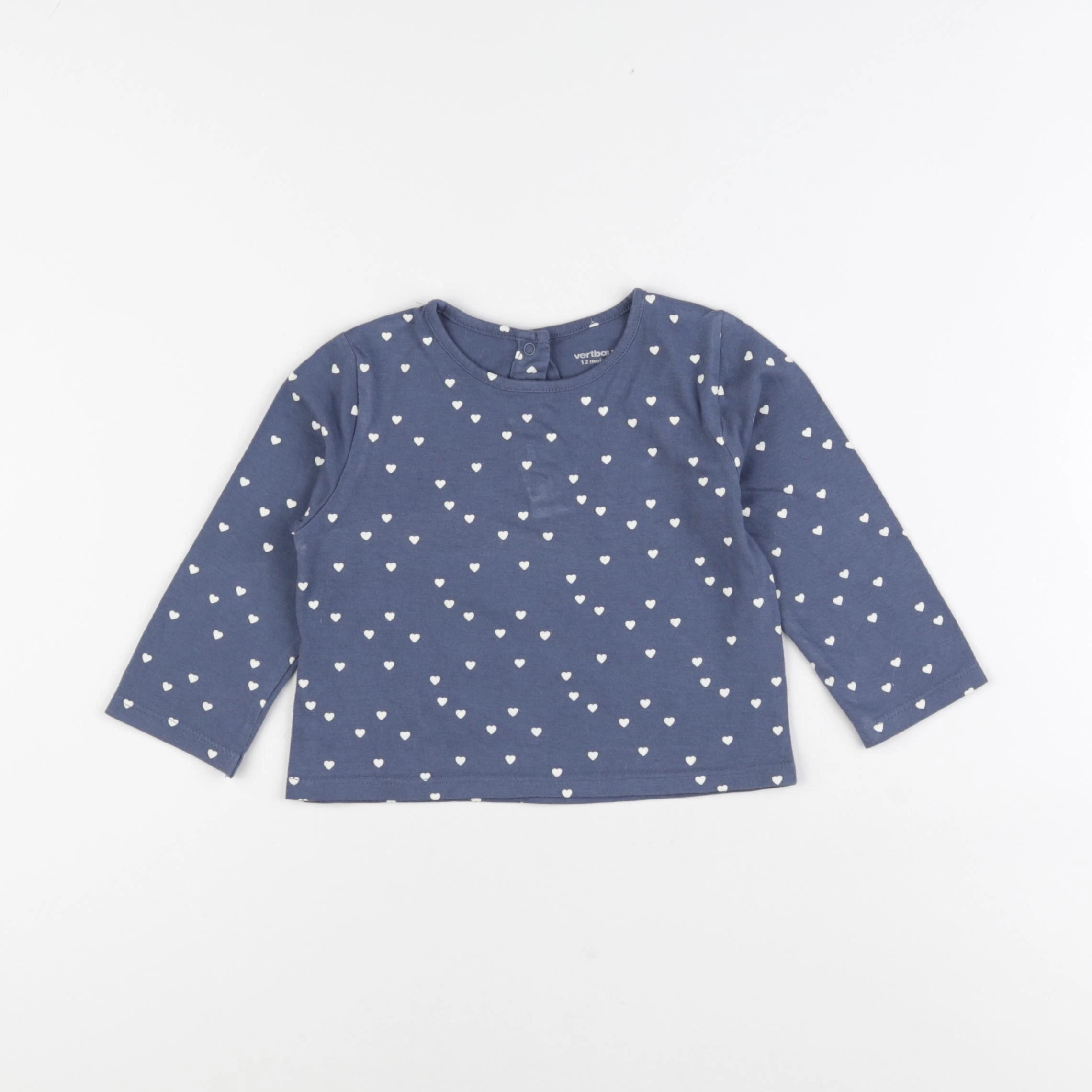 Vertbaudet - tee-shirt bleu - 12 mois