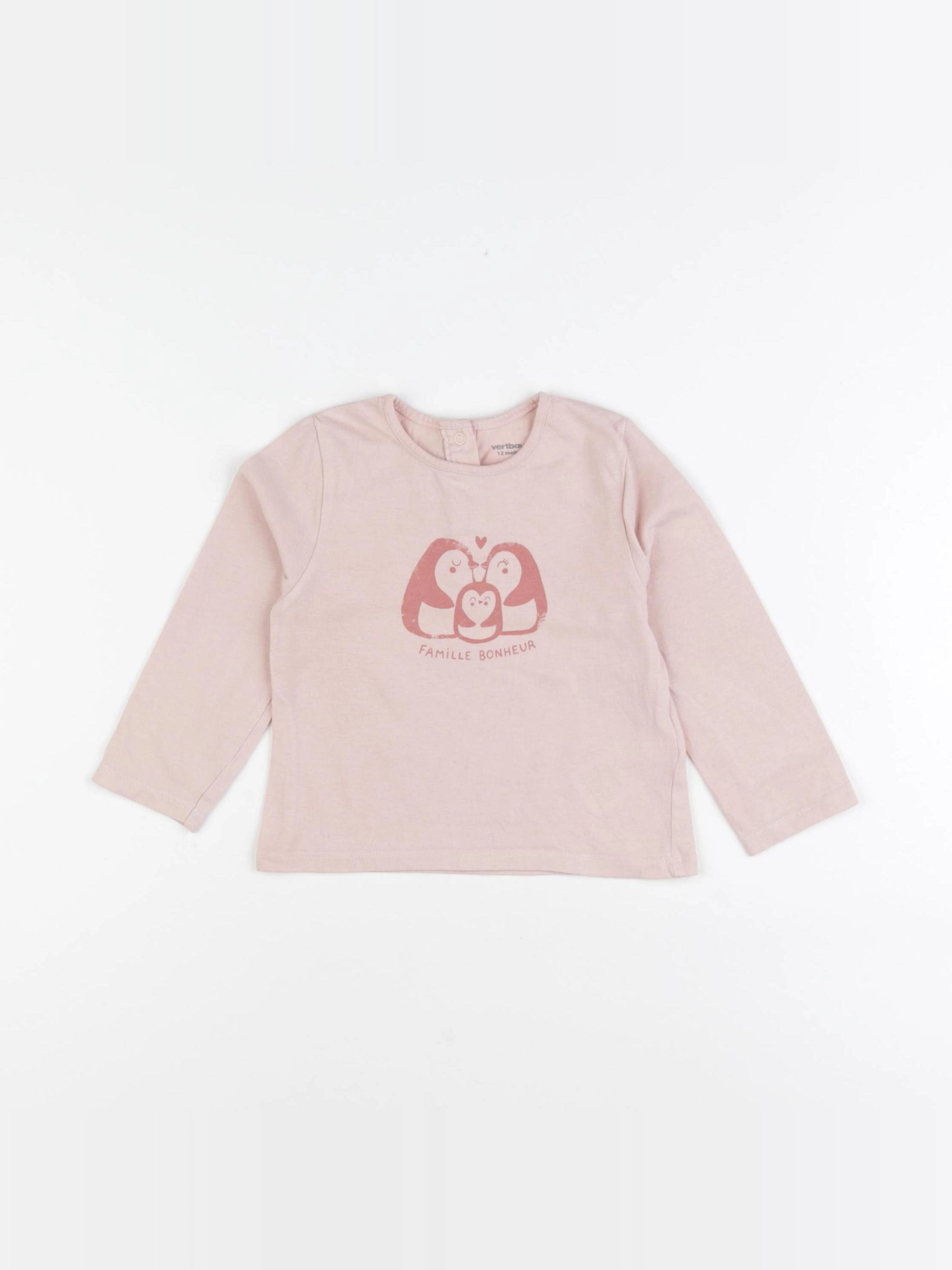 Vertbaudet - tee-shirt rose - 12 mois