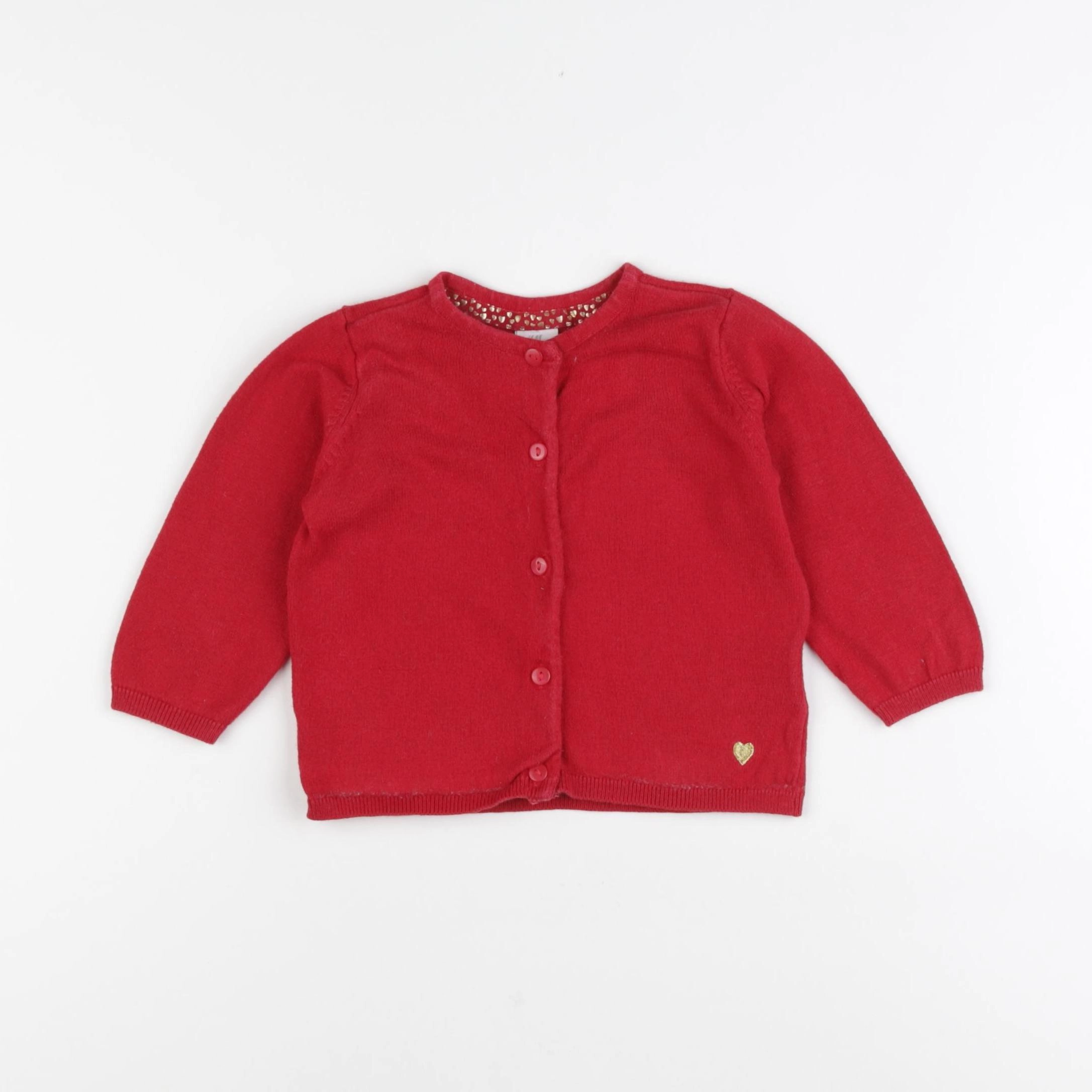 H&M - gilet rouge - 6/9 mois