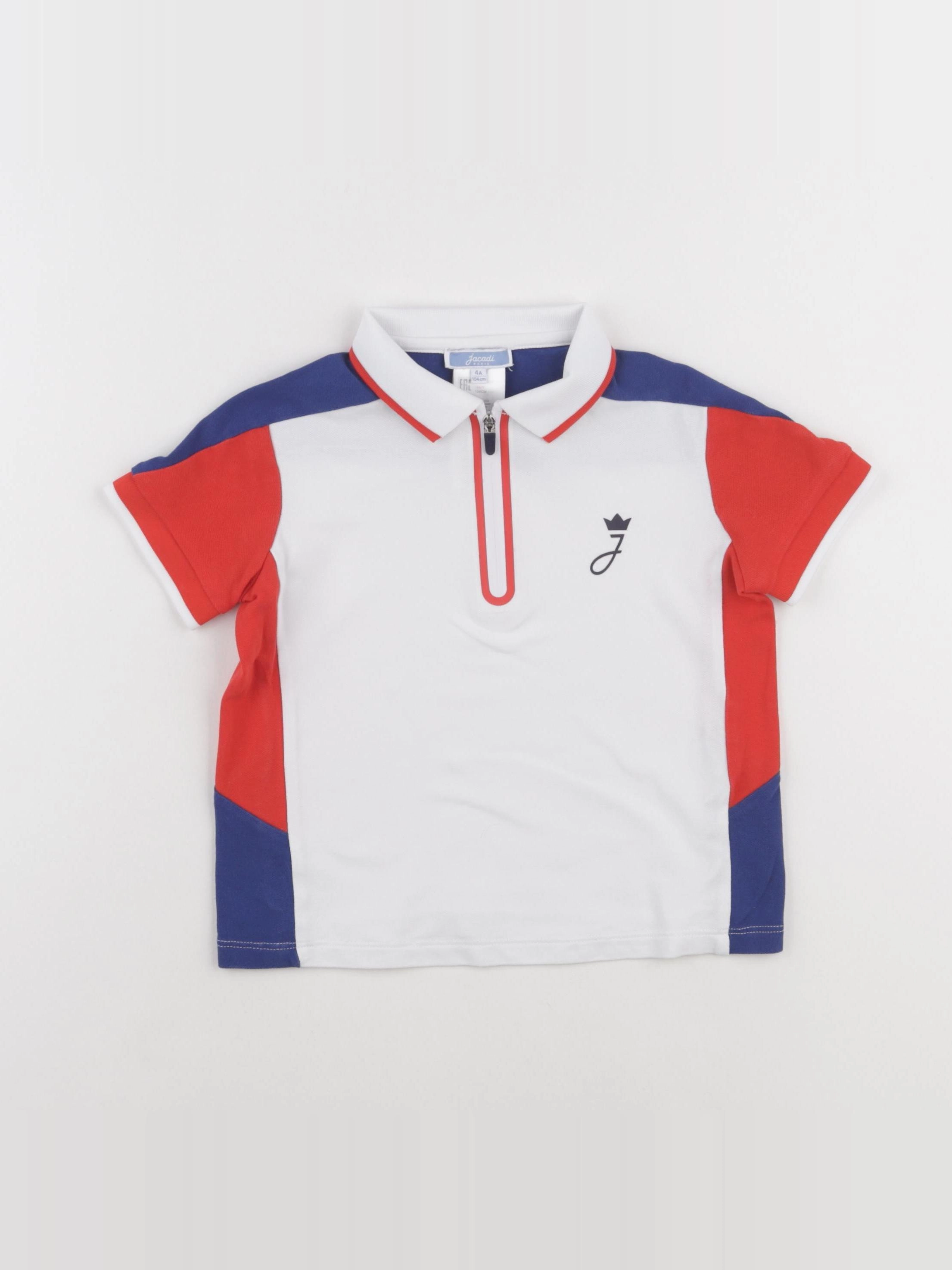 Jacadi - polo blanc, rouge - 4 ans
