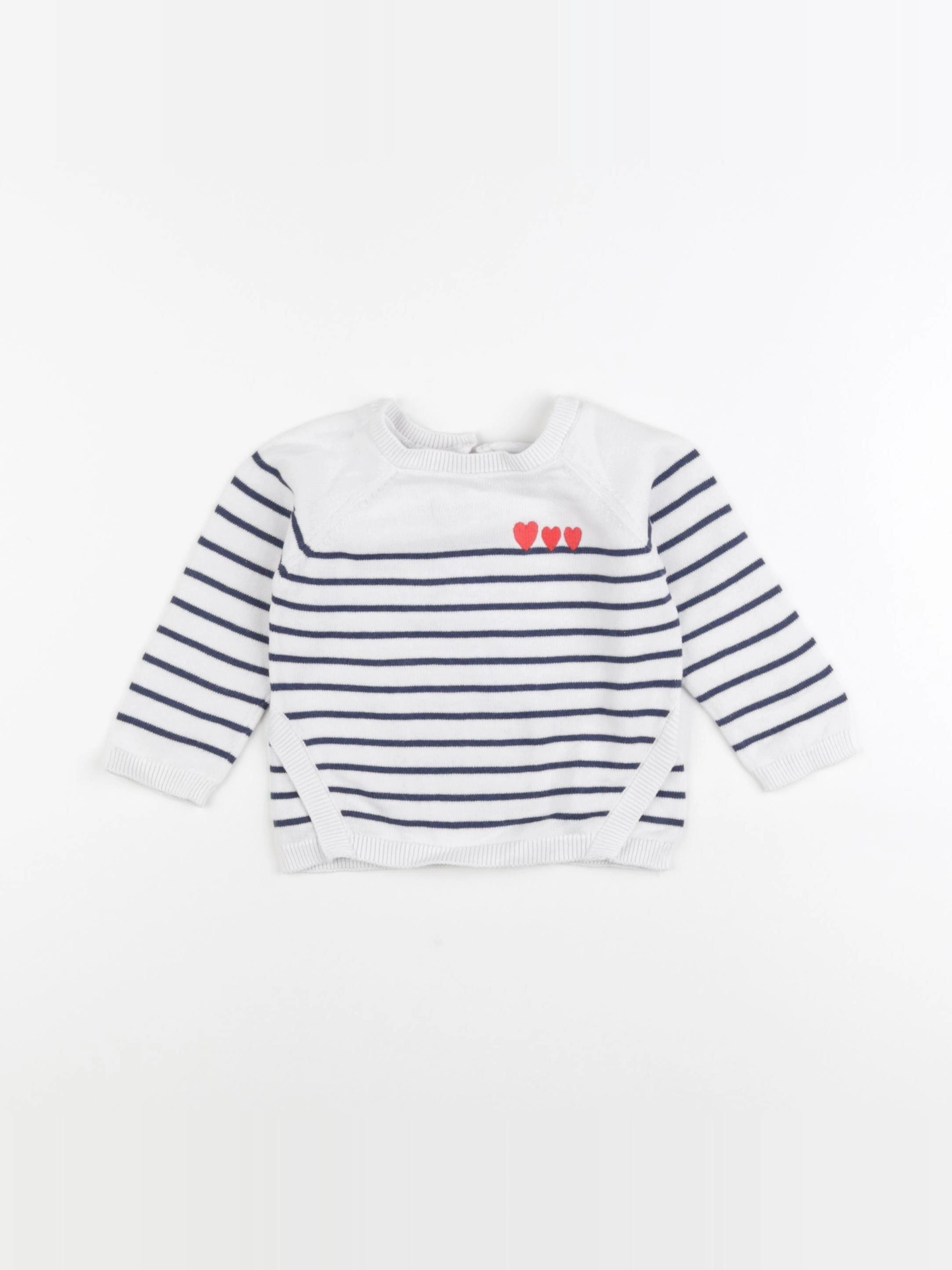 Vertbaudet - pull blanc - 12 mois