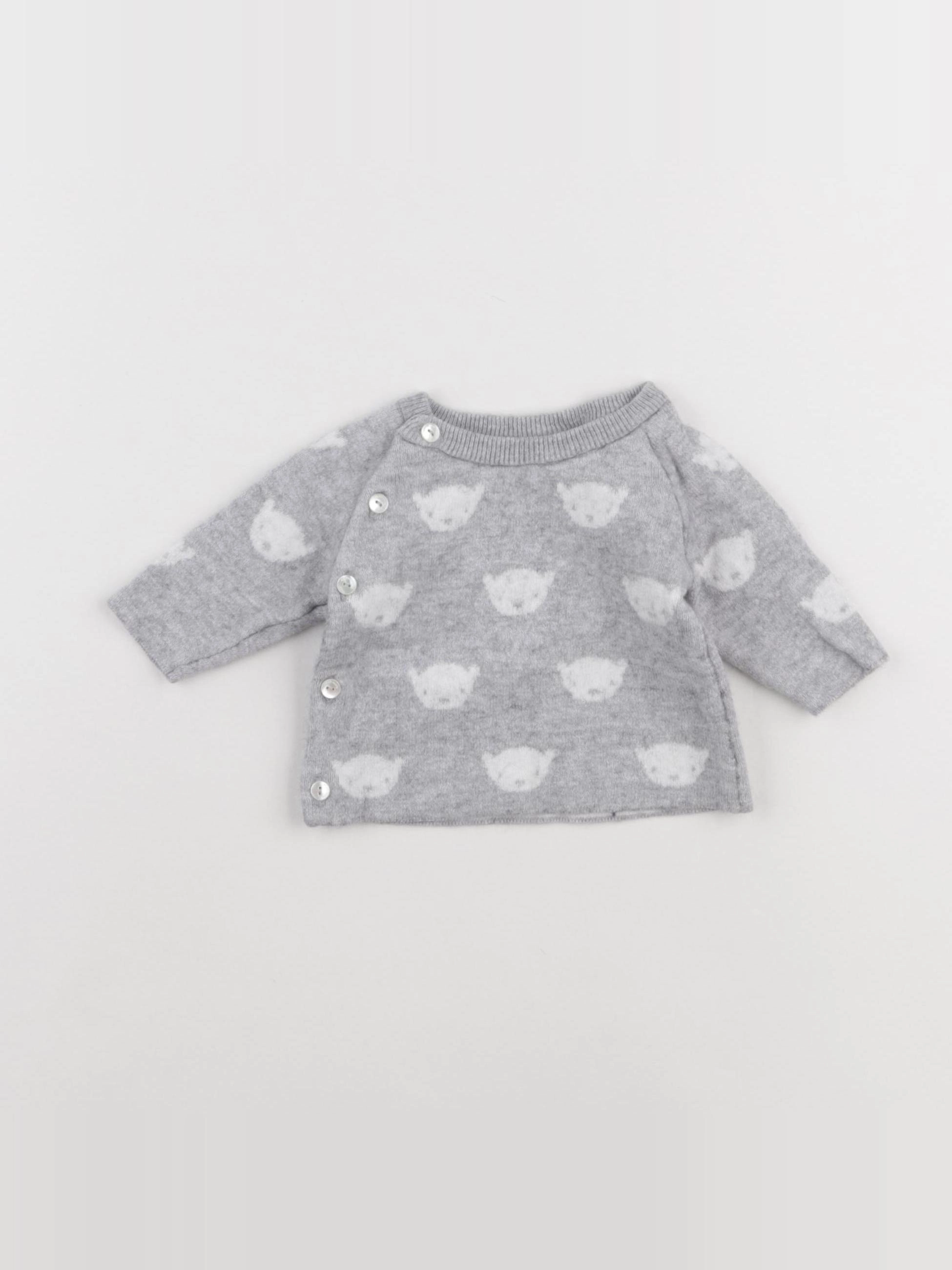 Jacadi - pull gris - 1 mois