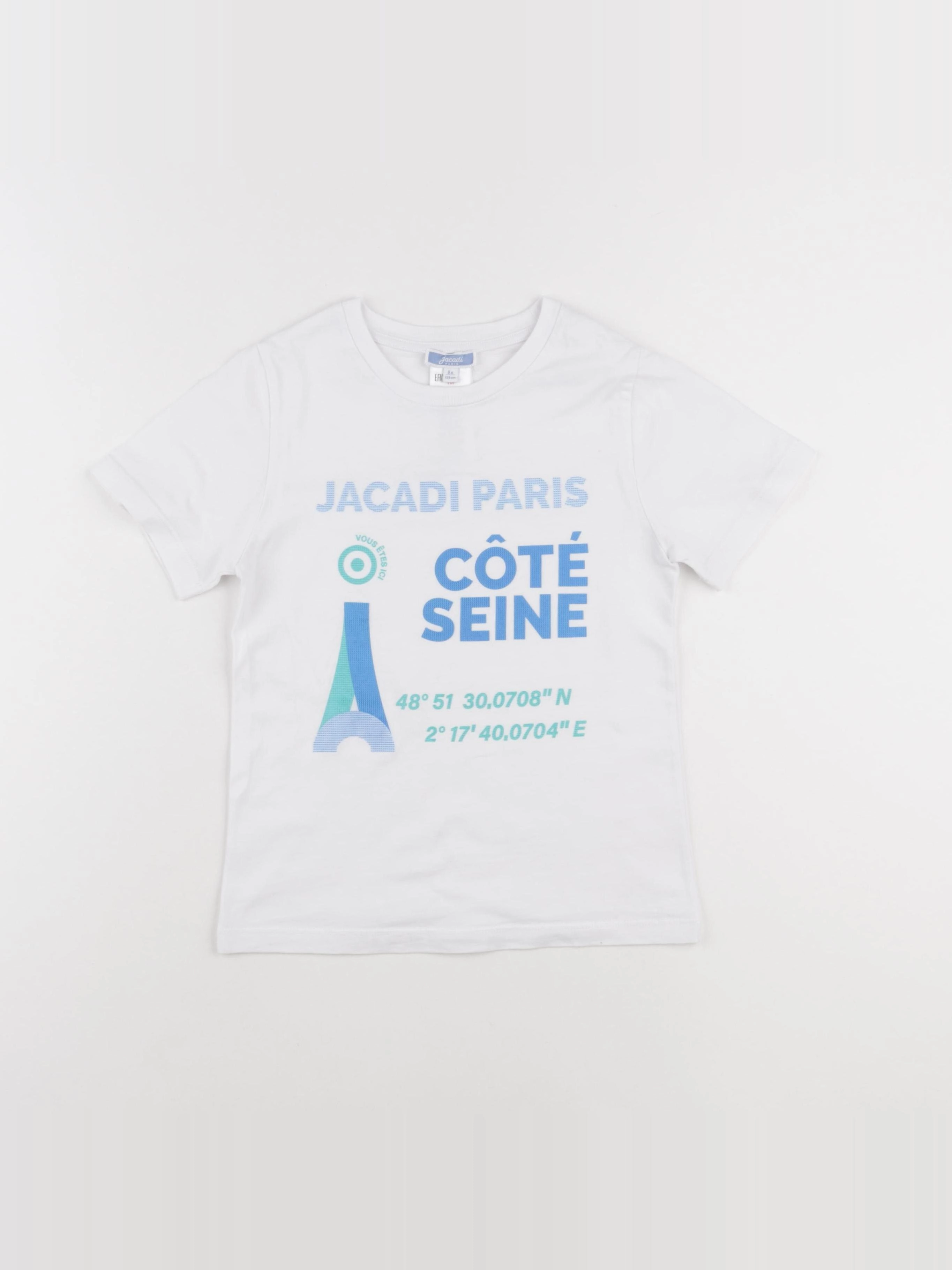 Jacadi - tee-shirt blanc, bleu - 8 ans