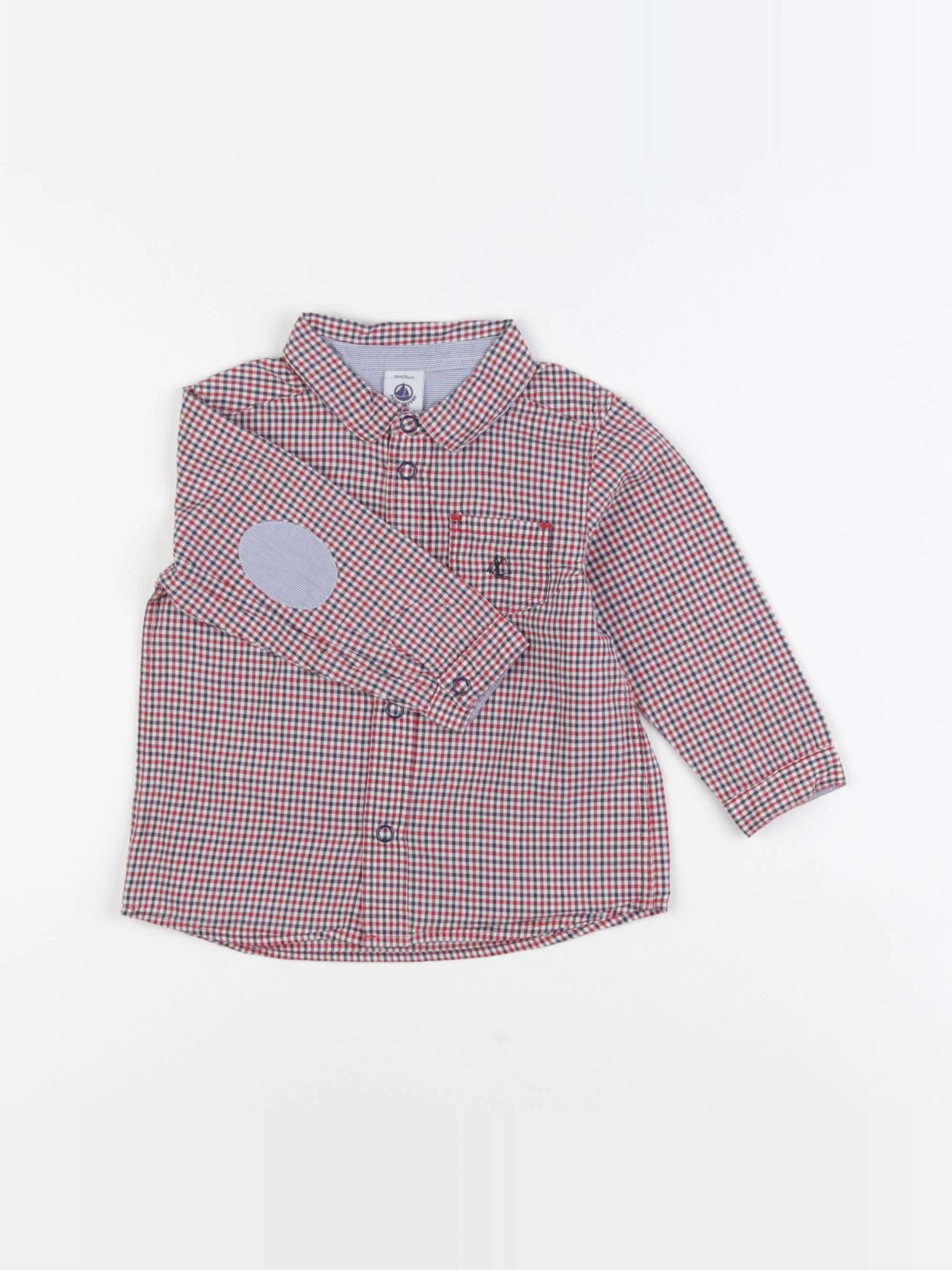 Petit Bateau - chemise rouge - 18 mois