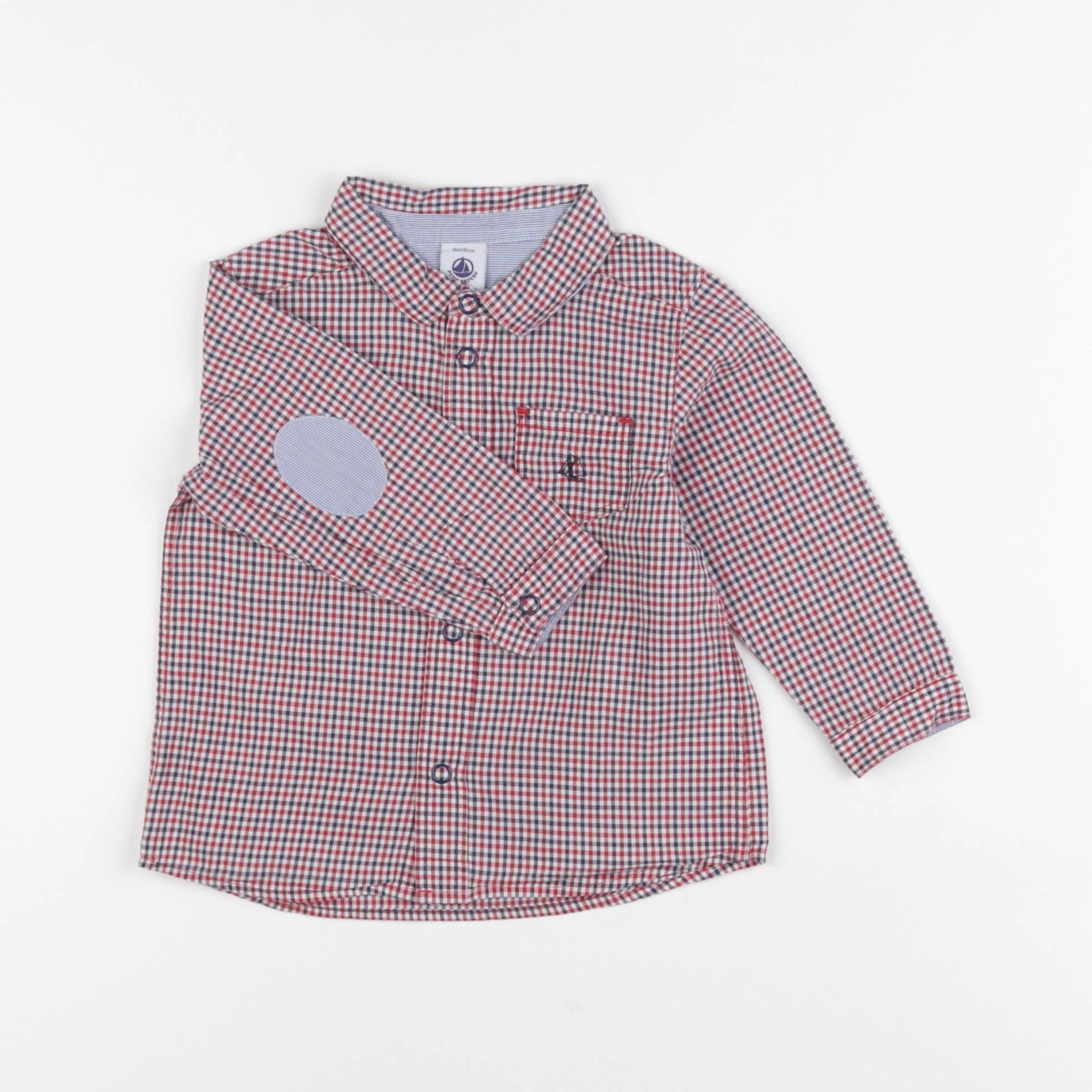 Petit Bateau - chemise rouge - 18 mois